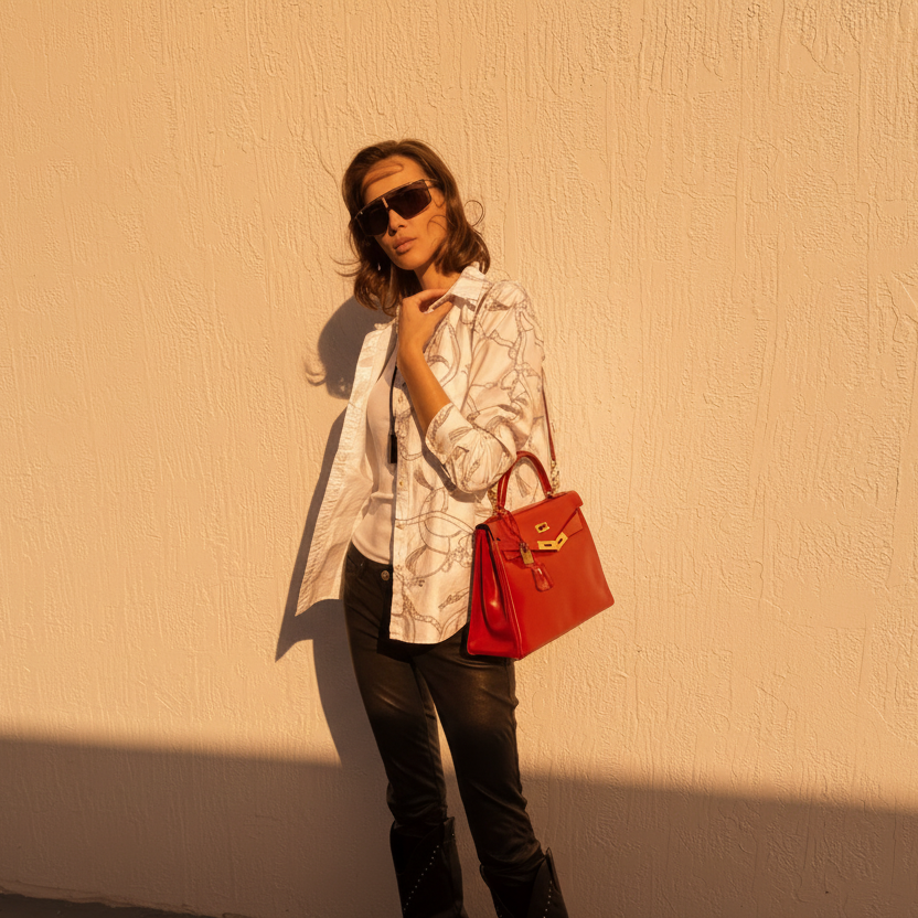 Hermès Kelly 32 Retourne Rouge Vif Box Calf Gold Hardware