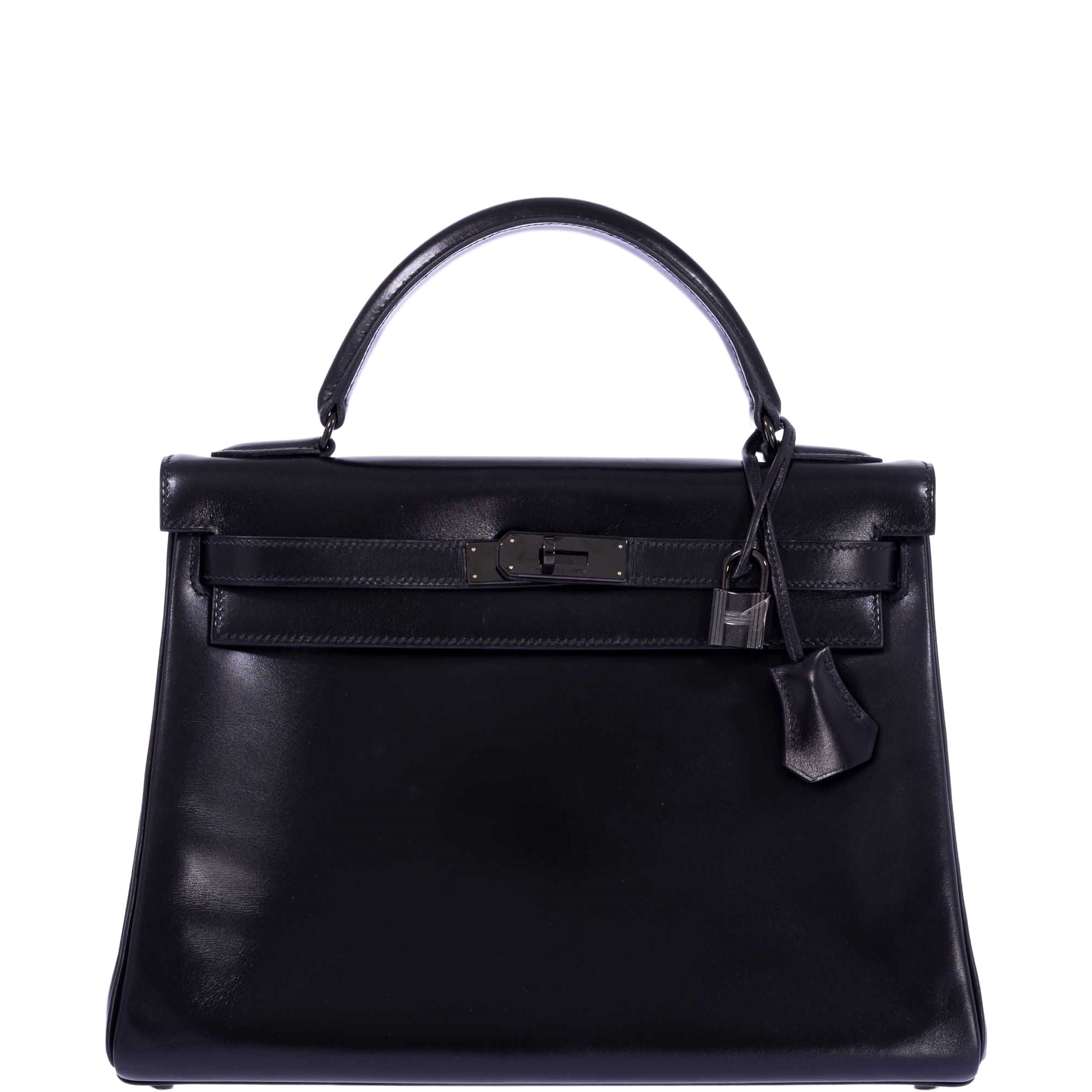 Hermès Kelly 32 Retourne "So Black" Box Calf Leather PVD Hardware