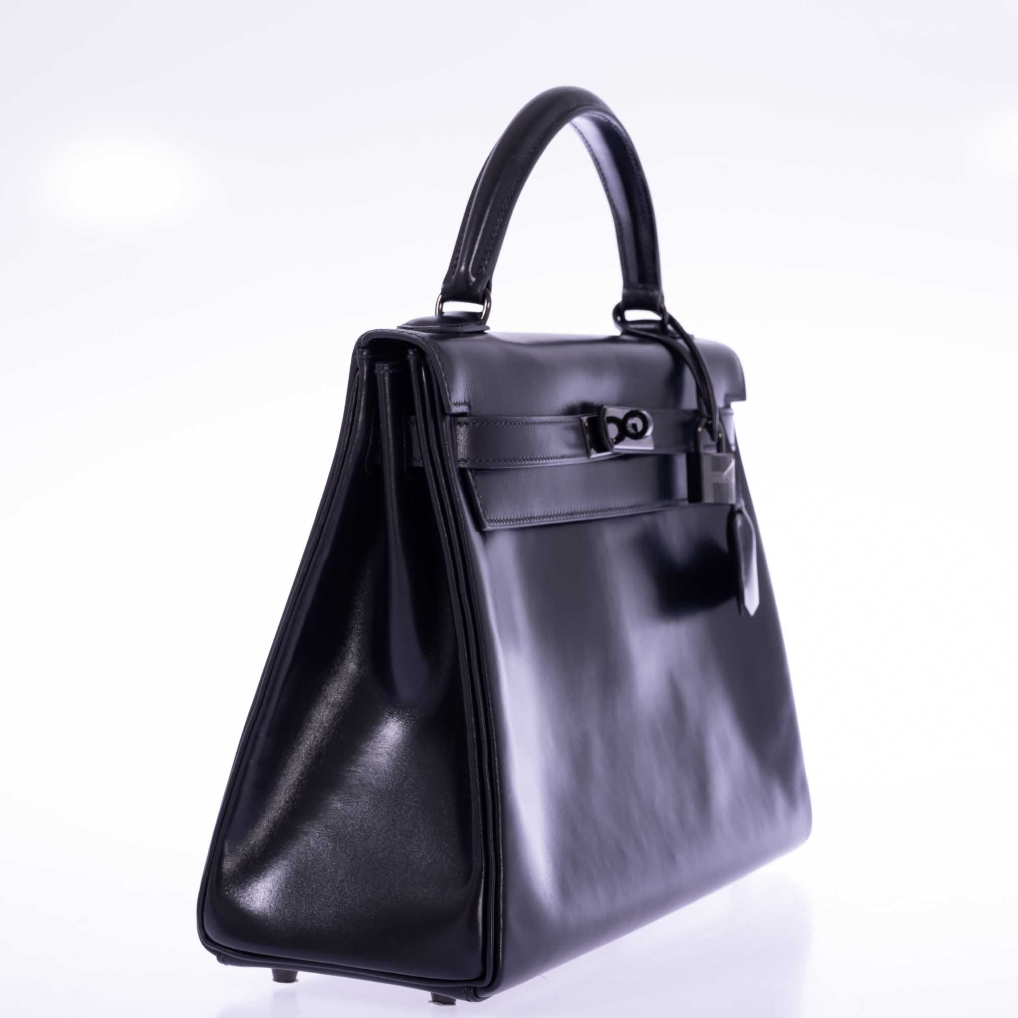 Hermès Kelly 32 Retourne So Black Box Leather Black PVD Hardware