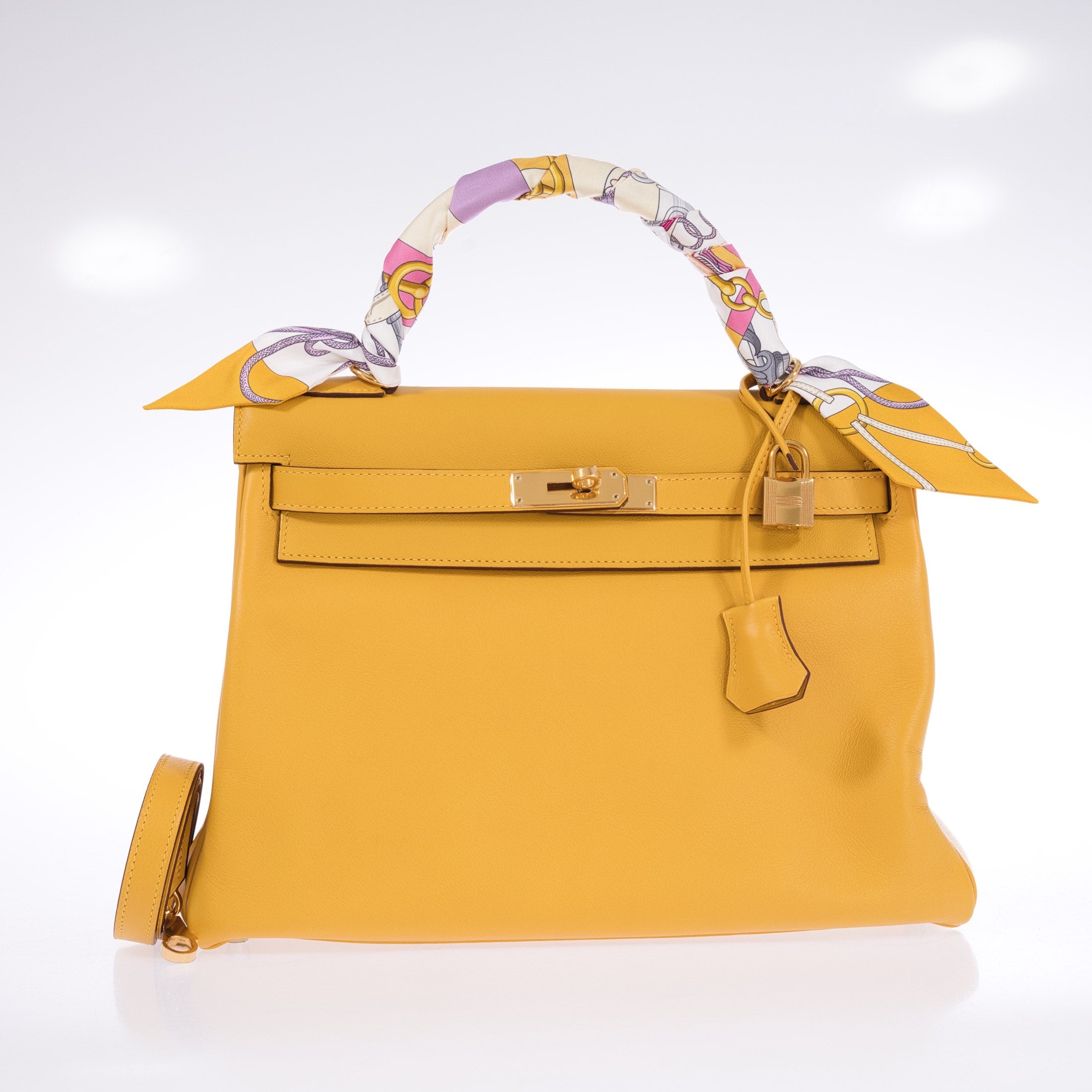 Hermès Kelly 32 Retourne Soleil Swift Palladium Hardware