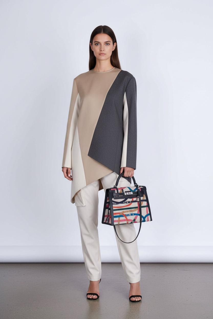 Hermès Kelly 32 Sellier Toile de Camp Cavalcadour and Noir Leather Palladium Hardware