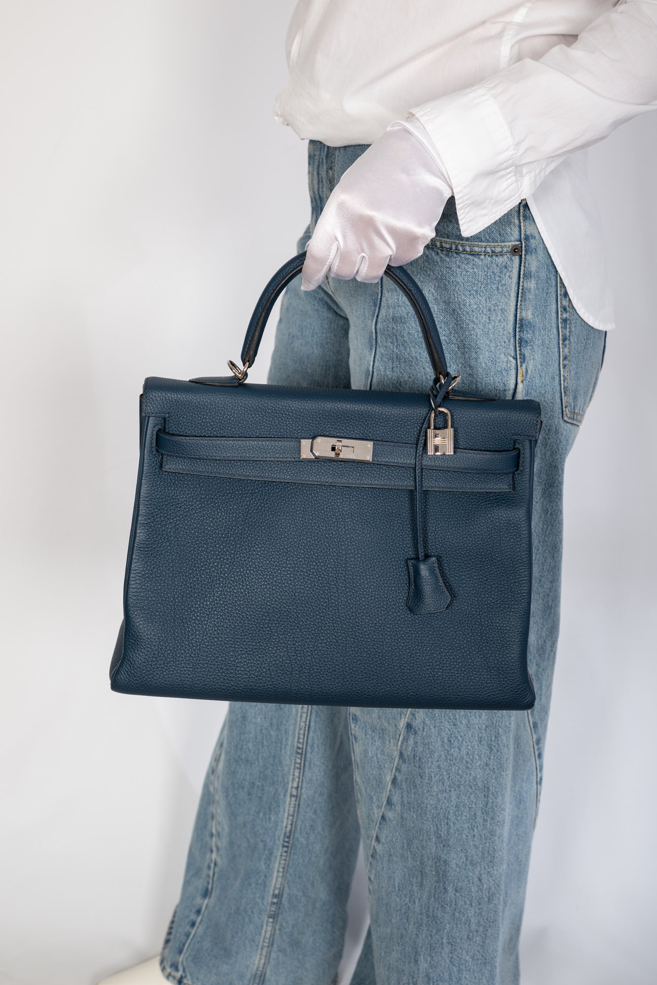 Hermès Kelly 35 Retourne Bleu Orage Togo Palladium Hardware