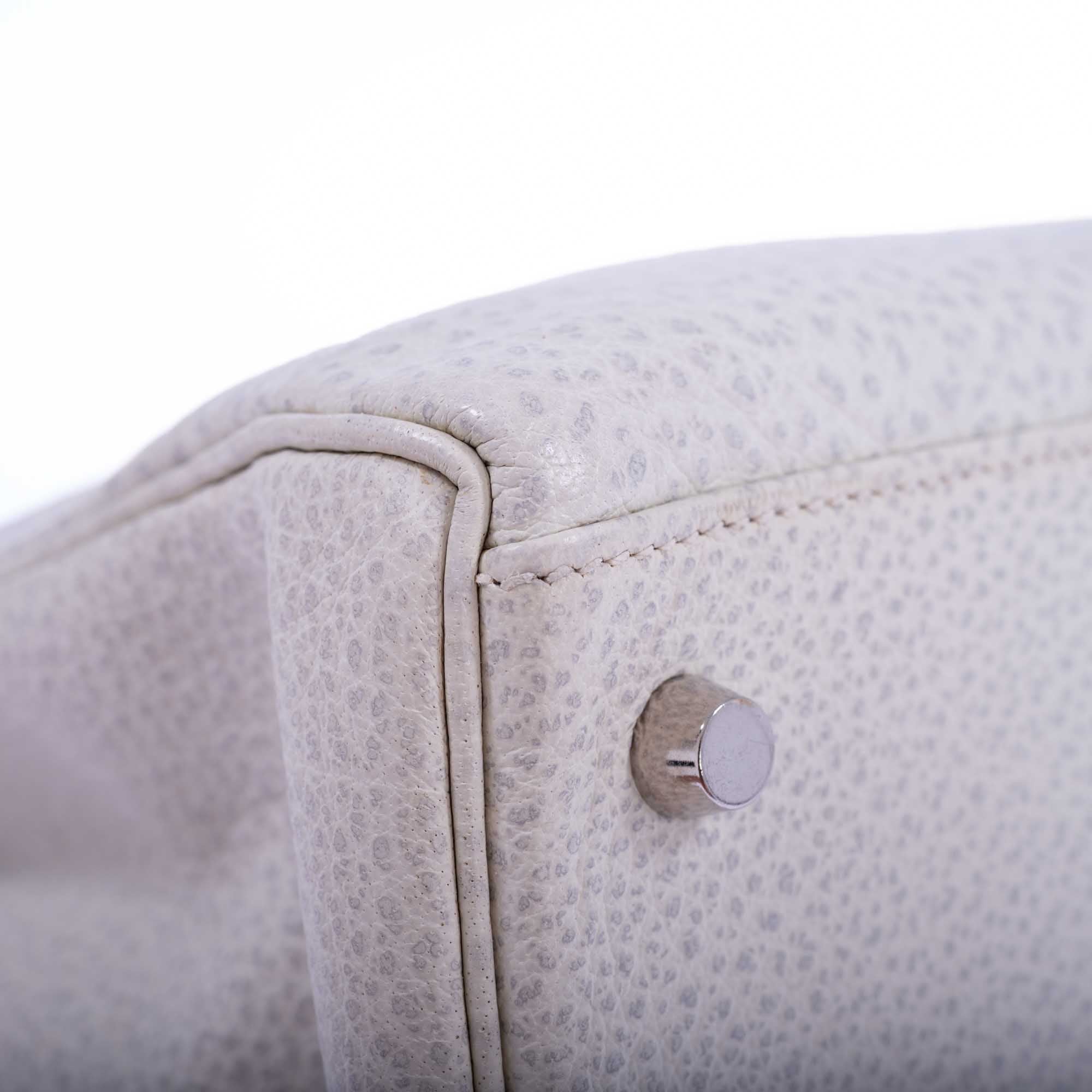 Hermès Kelly 35 Retourne White Dalmatian Buffalo Skipper Palladium Hardware