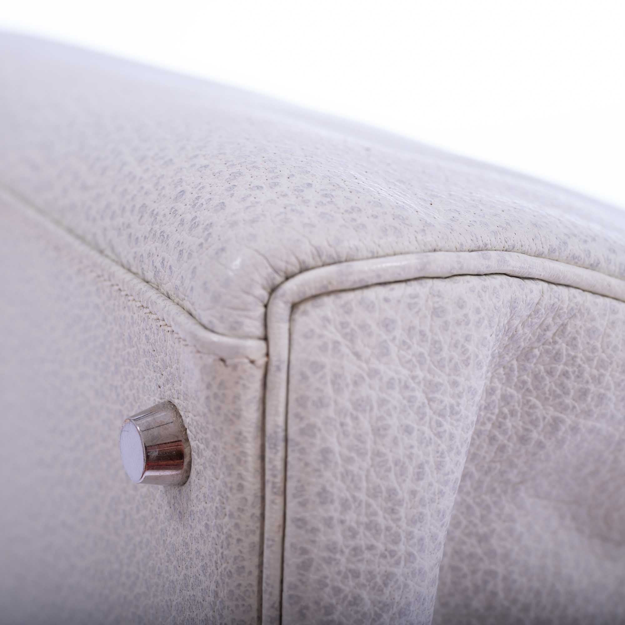 Hermès Kelly 35 Retourne White Dalmatian Buffalo Skipper Palladium Hardware