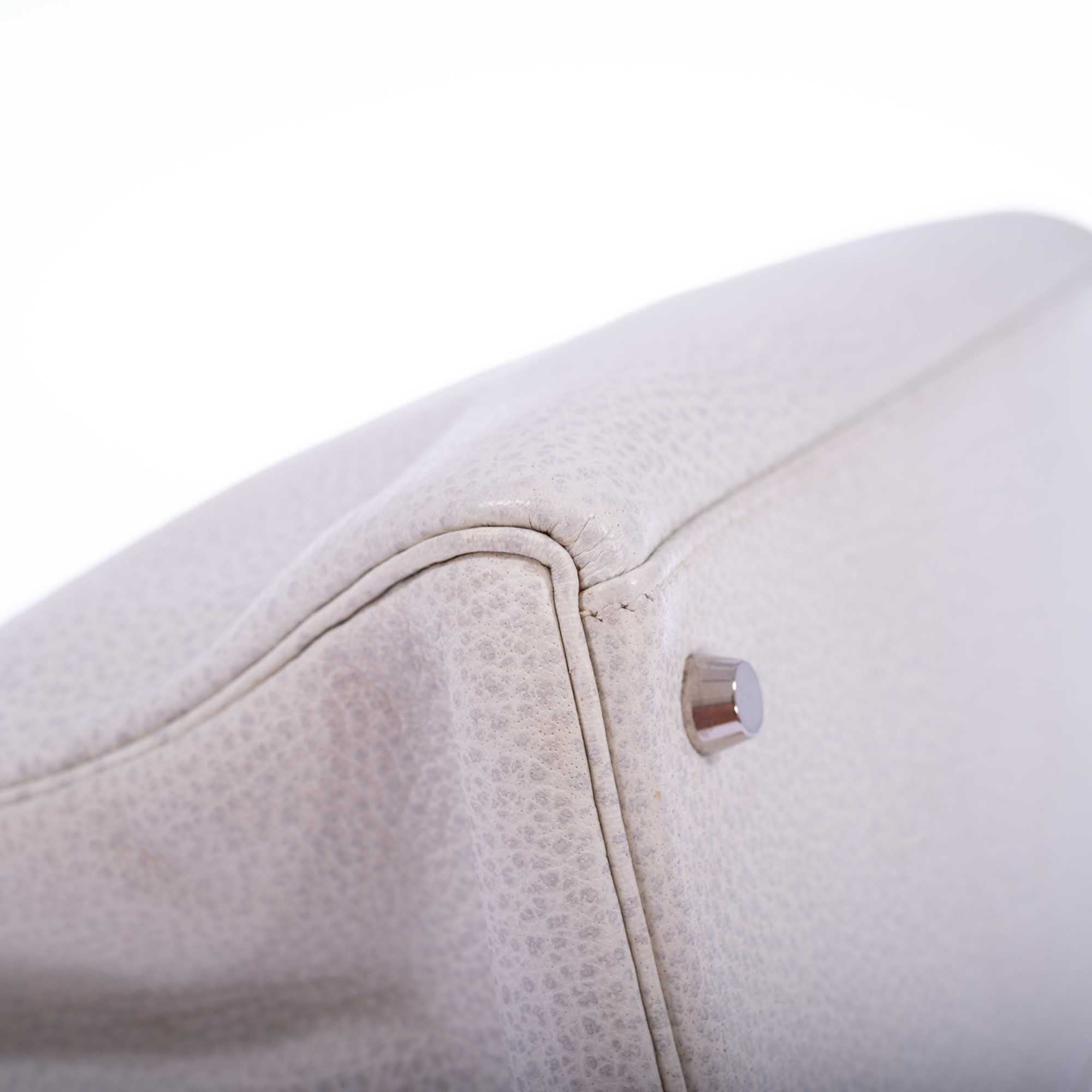 Hermès Kelly 35 Retourne White Dalmatian Buffalo Skipper Palladium Hardware