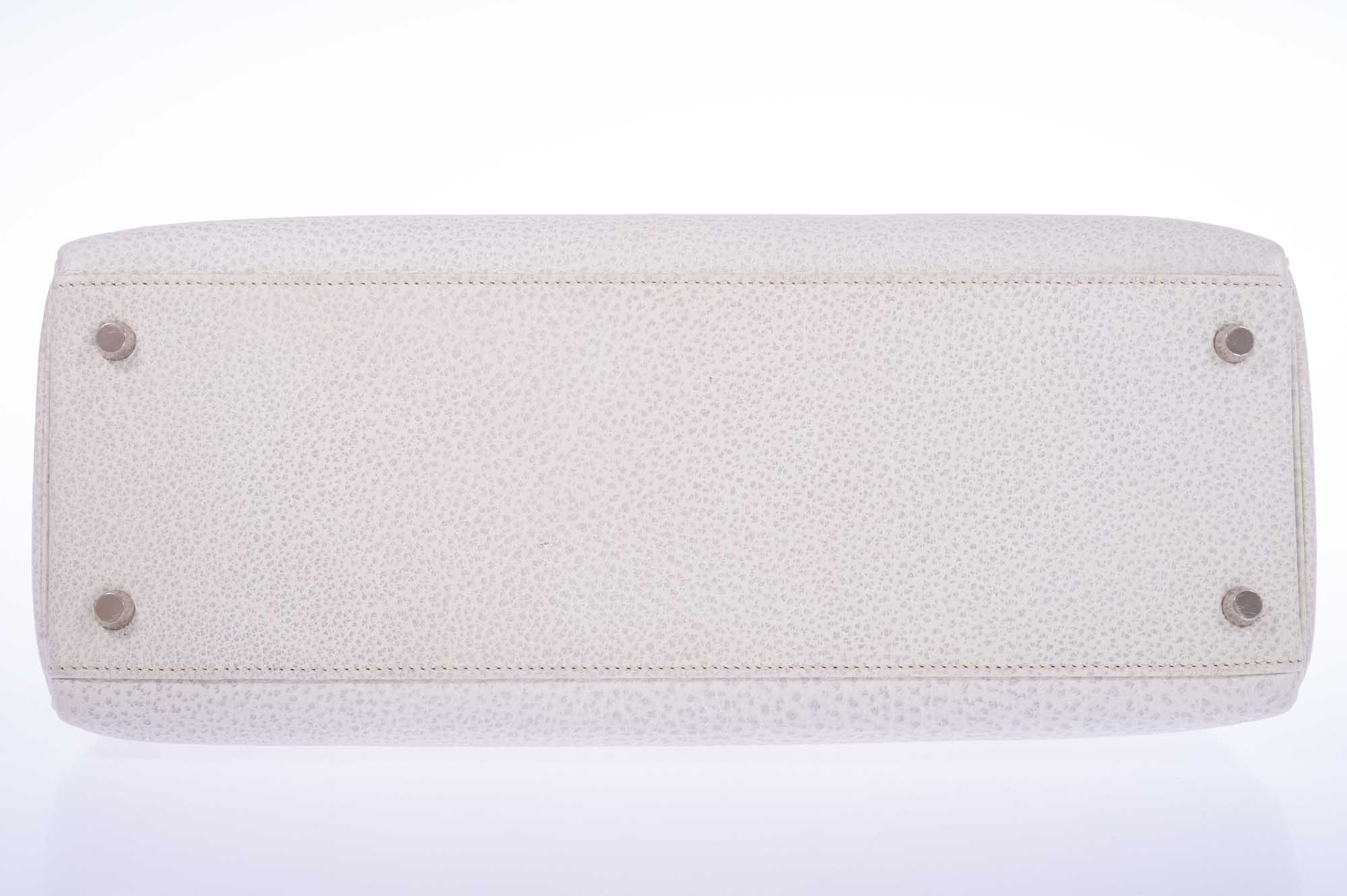 Hermès Kelly 35 Retourne White Dalmatian Buffalo Skipper Palladium Hardware