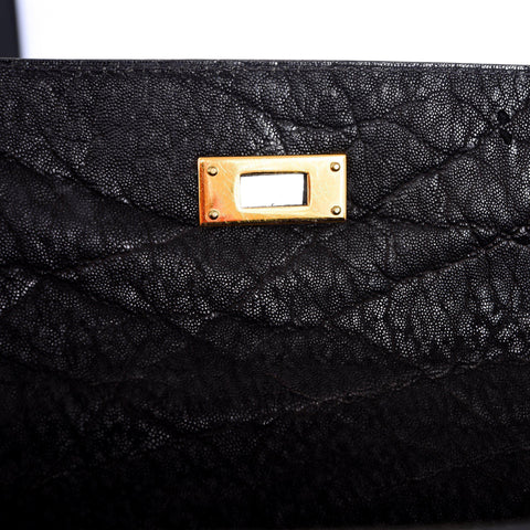 Hermès Kelly 35 Sellier Black Elephant Hide Gold Hardware