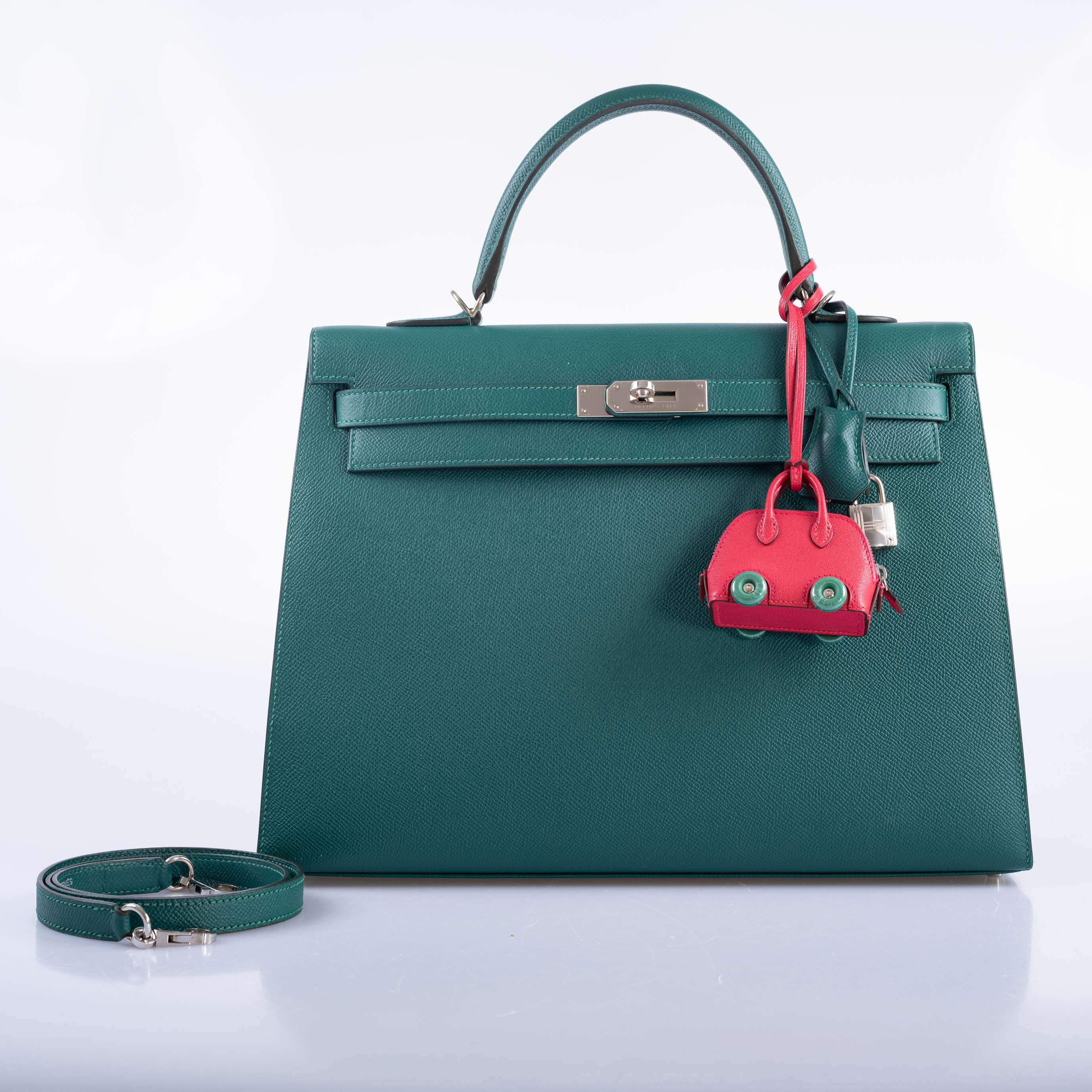 Hermès Kelly 35 Sellier Malachite Epsom Palladium Hardware