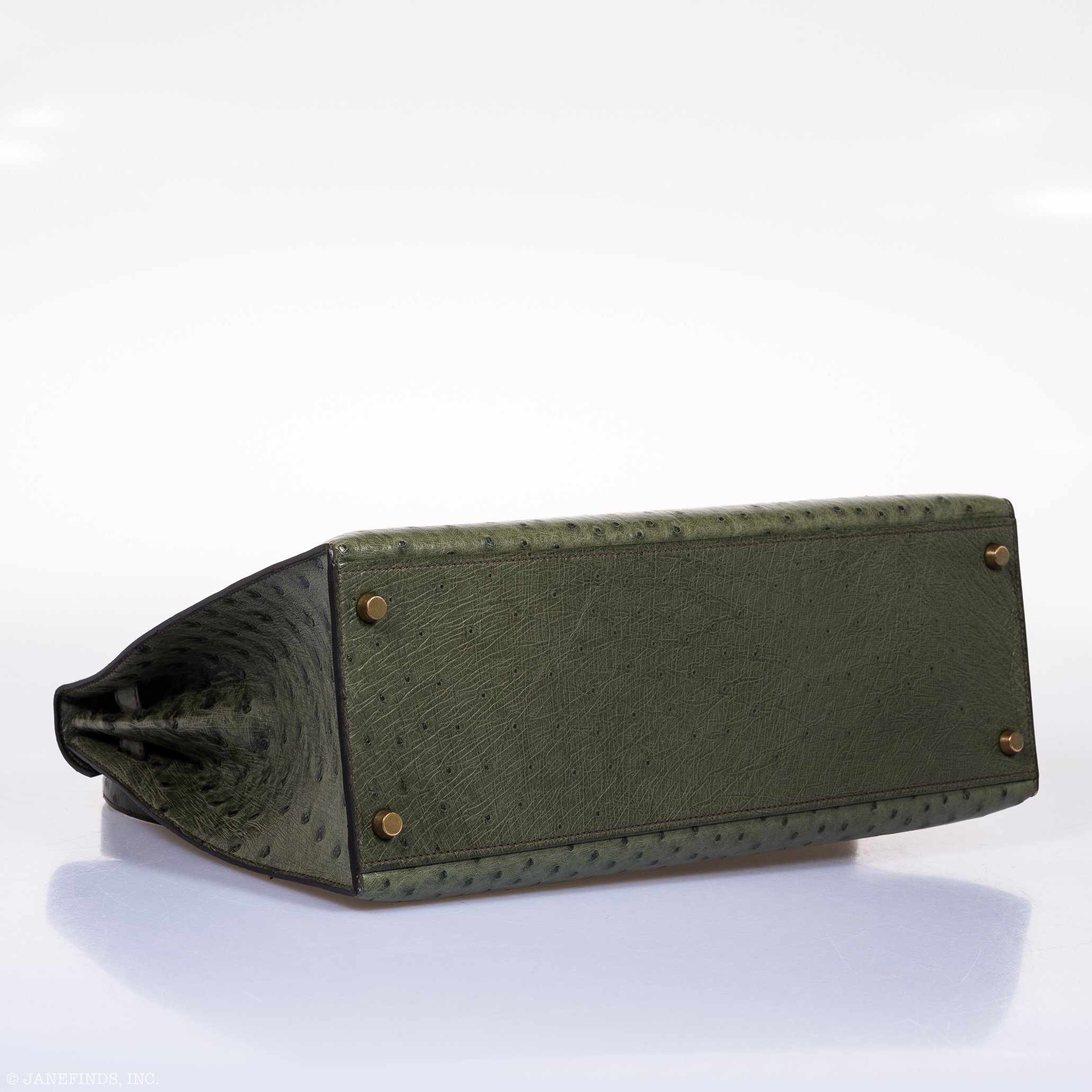 Hermès Kelly 35 Sellier Vert Olive Ostrich Gold Hardware