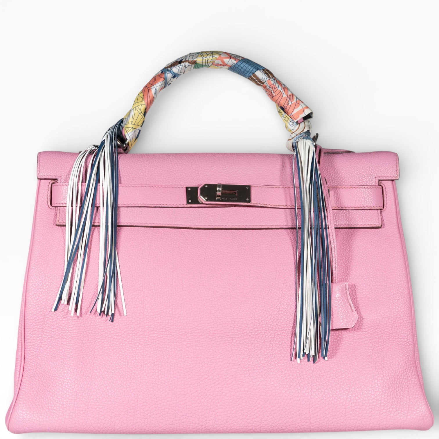 Hermès Kelly 40 Retourne Rose Sakura Clemence Palladium Hardware