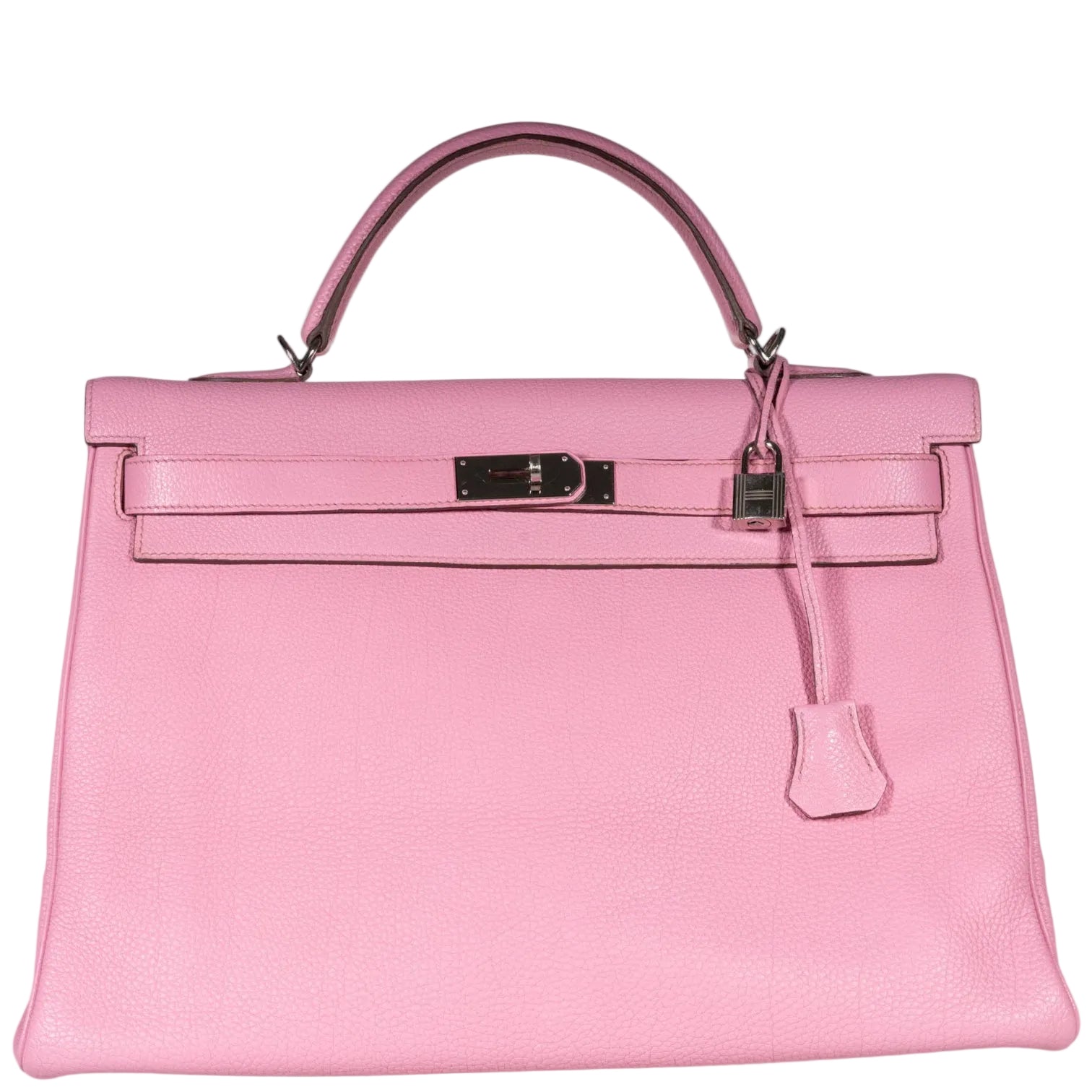 Hermès Kelly 40 Retourne Rose Sakura Clemence Palladium Hardware
