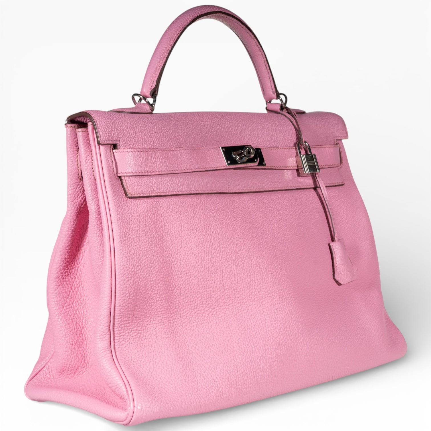 Hermès Kelly 40 Retourne Rose Sakura Clemence Palladium Hardware
