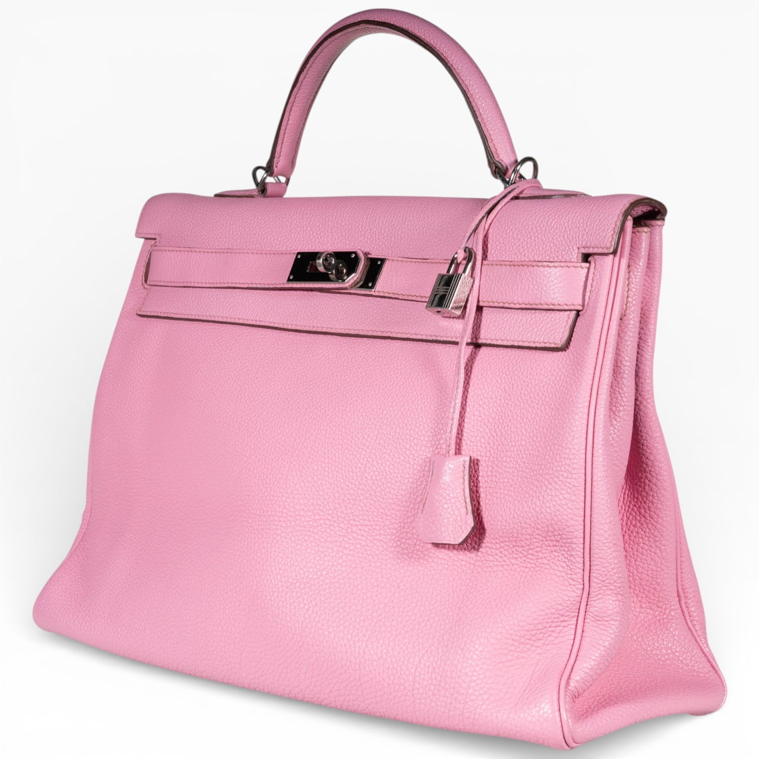 Hermès Kelly 40 Retourne Rose Sakura Clemence Palladium Hardware