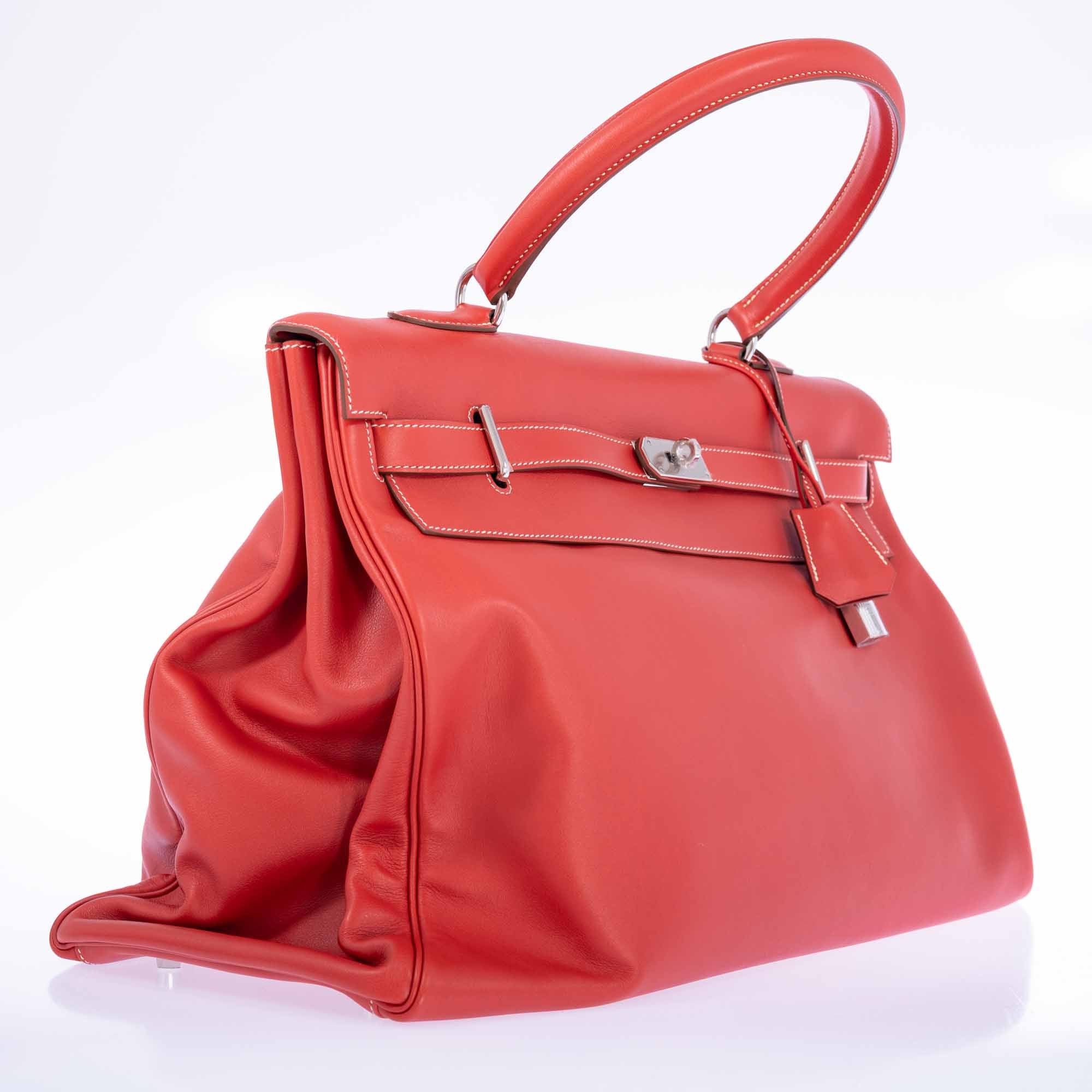 Hermès Kelly 50 Relax Travel Bag in Sanguine Swift Palladium Hardware