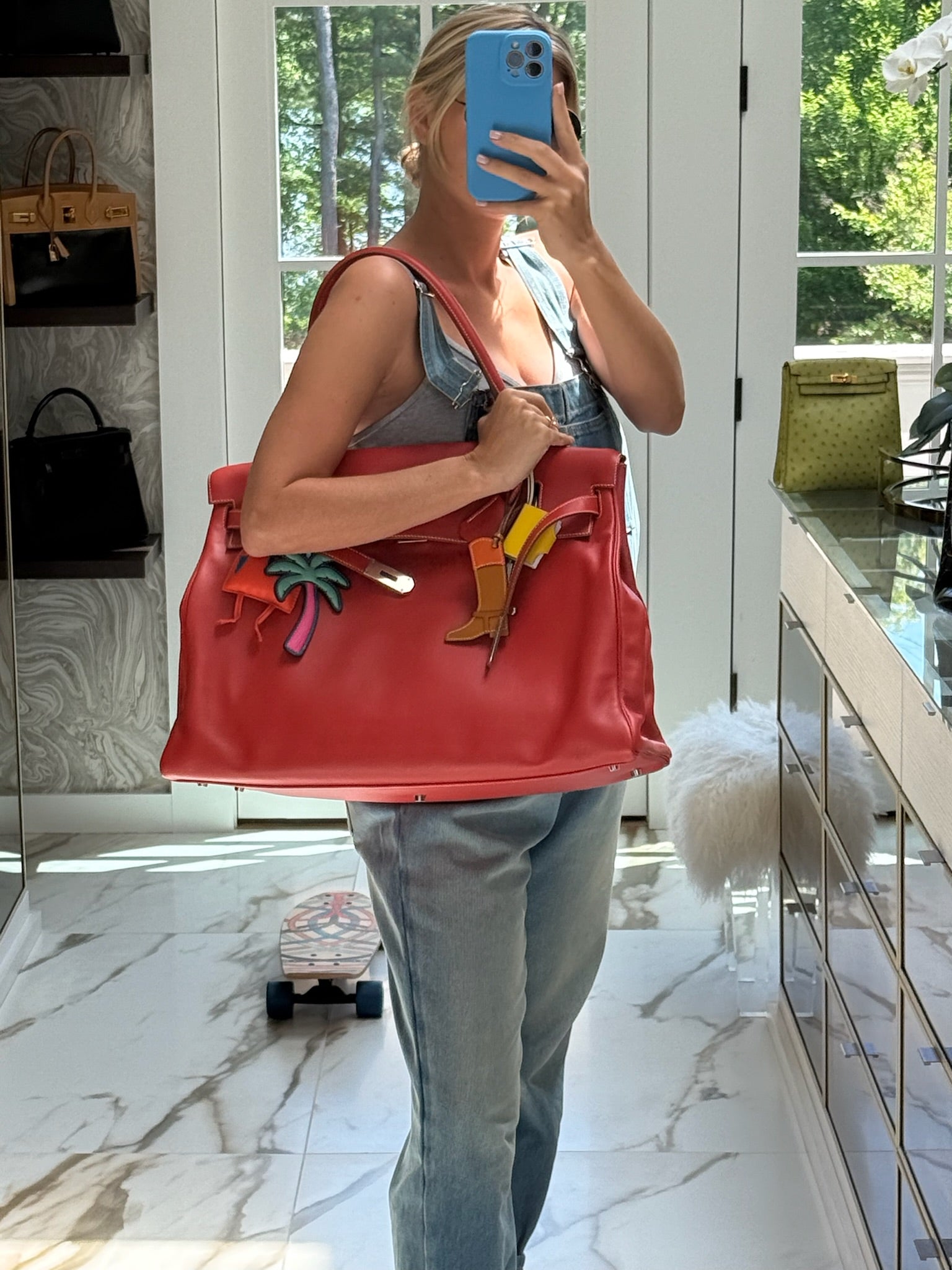 Hermès Kelly 50 Relax Travel Bag in Sanguine Swift Palladium Hardware