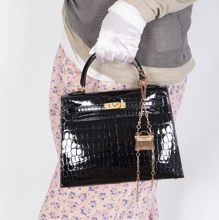 Hermès Kelly Bijou Précieux 18K Rose Gold Diamond Chain Mail Necklace