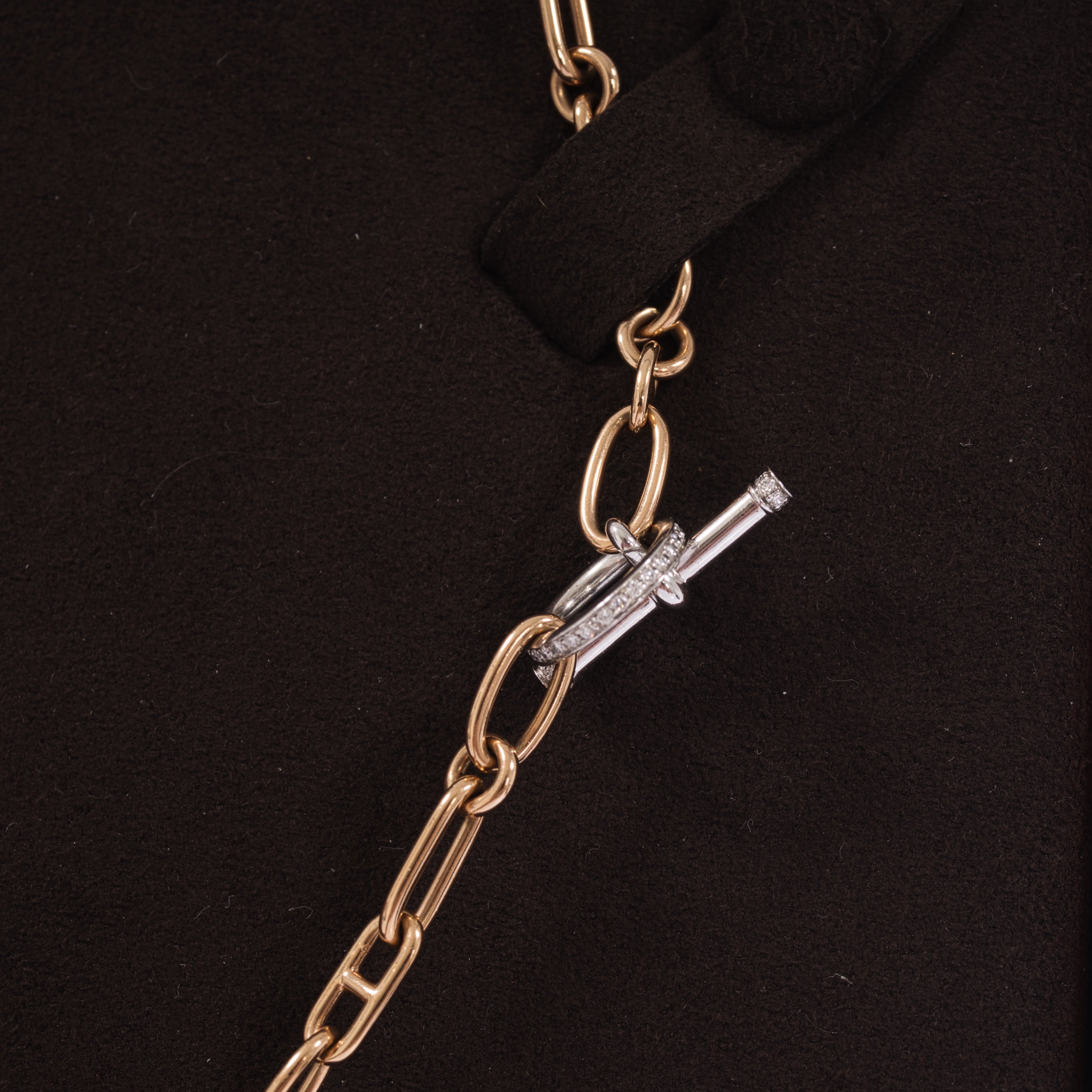 Hermès Kelly Bijou Précieux 18K Rose Gold Diamond Chain Mail Necklace