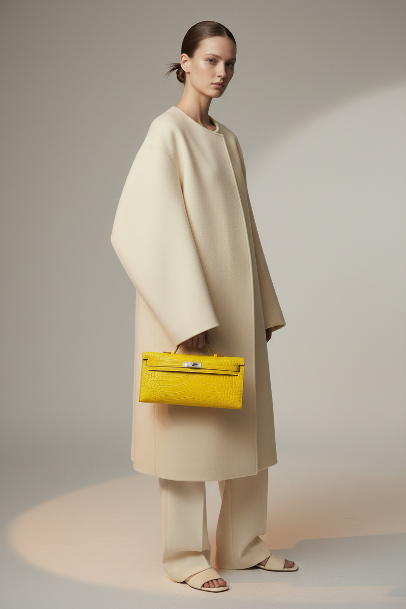 Hermès Kelly Cut Lime Matte Alligator Palladium Hardware