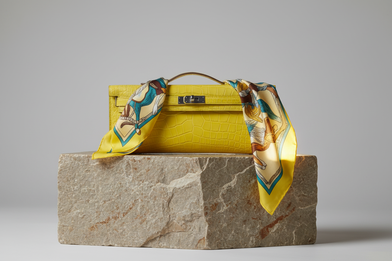 Hermès Kelly Cut Lime Matte Alligator Palladium Hardware