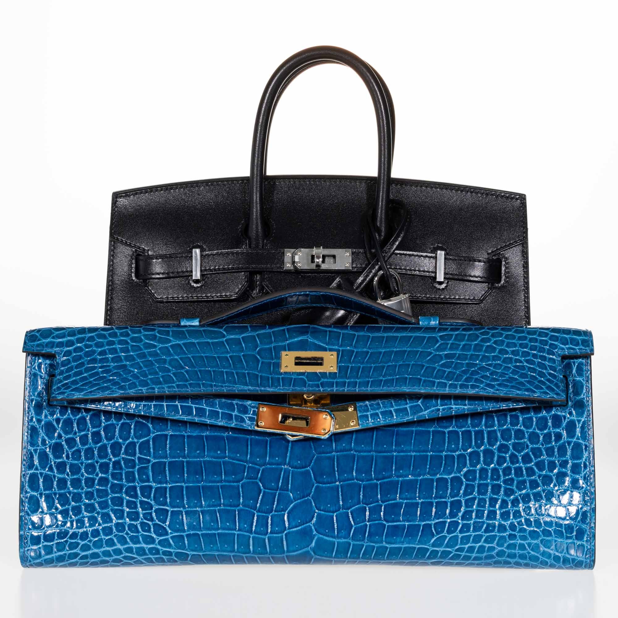 Hermès Kelly Cut Mykonos Porosus Crocodile Gold Hardware