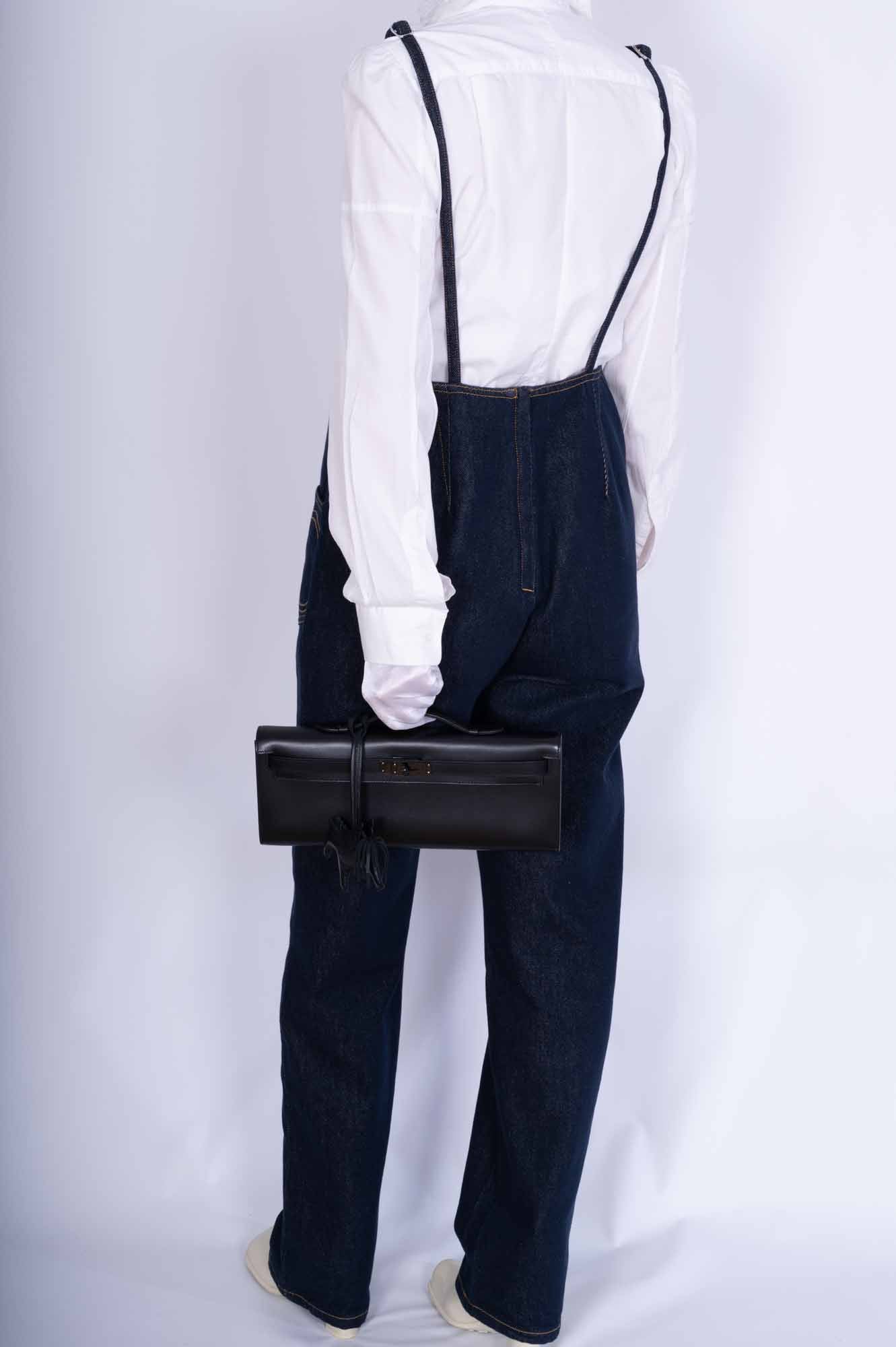 Hermès Kelly Cut So Black Box leather with Black PVD Hardware