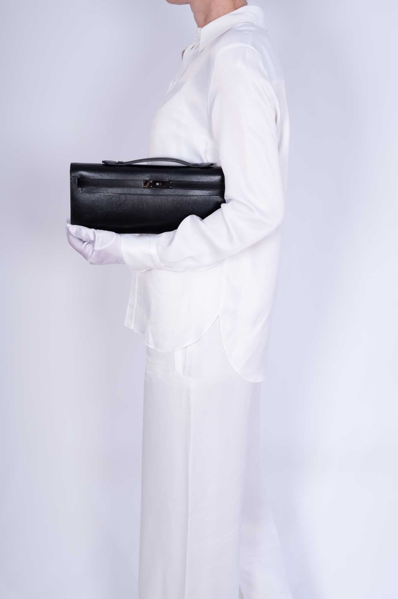 Hermès Kelly Cut So Black Box leather with Black PVD Hardware