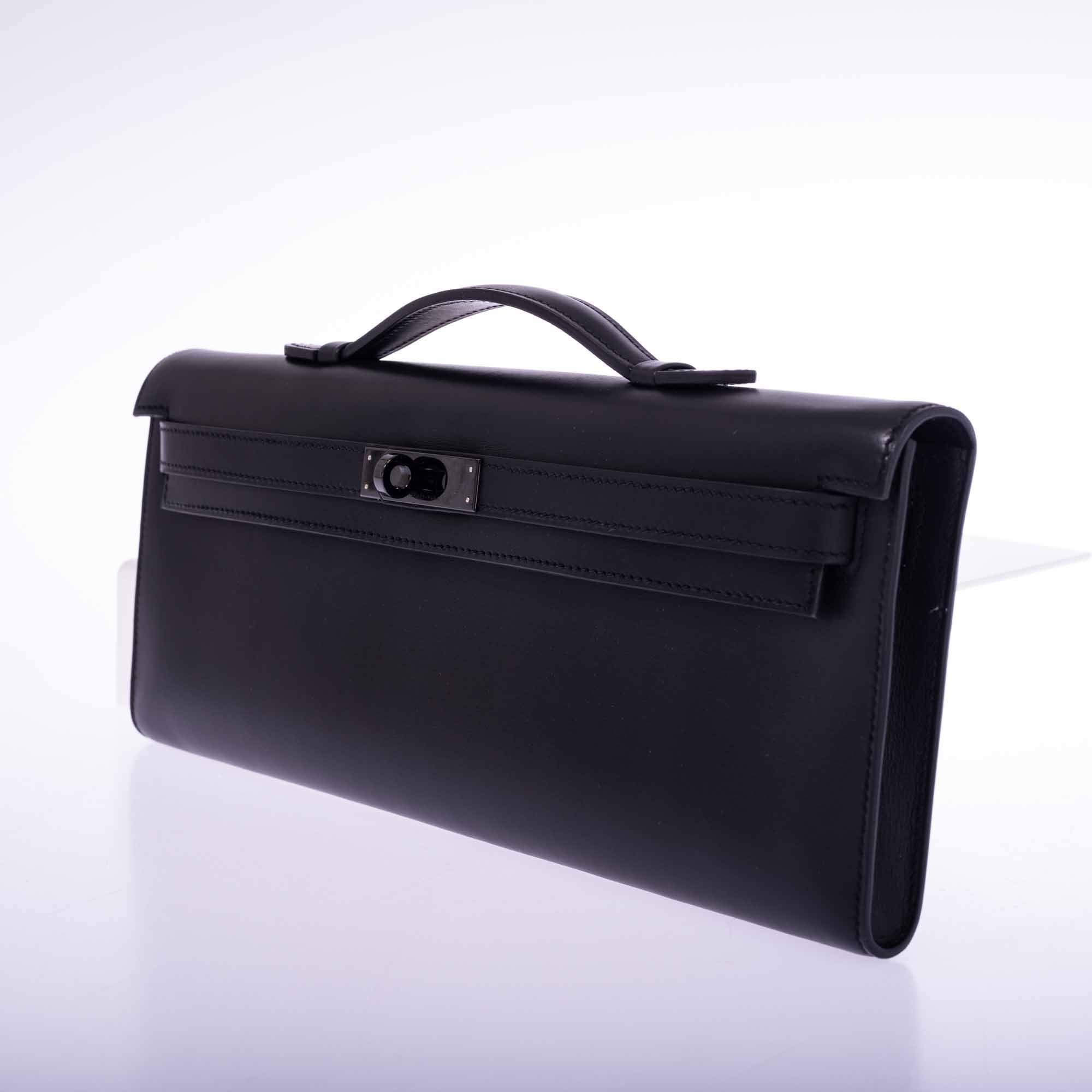 Hermès Kelly Cut So Black Box leather with Black PVD Hardware