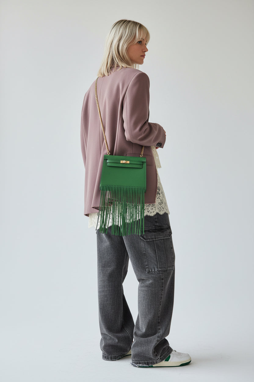 Hermès Kelly Danse Anate Fringe Yucca Swift Gold Hardware