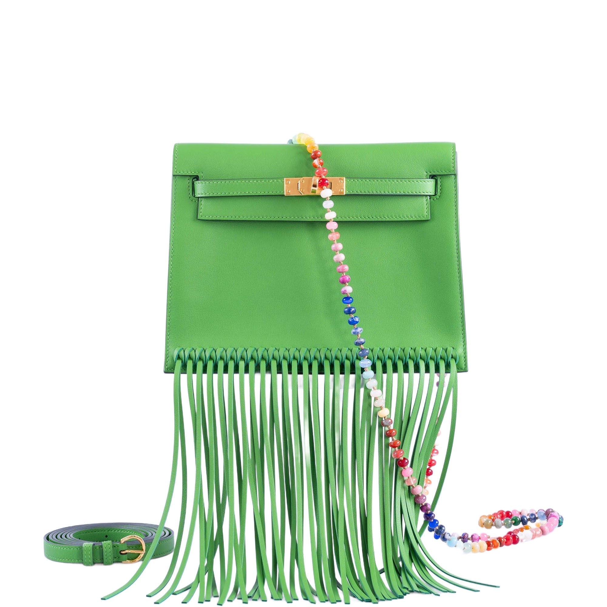 Hermès Kelly Danse Anate Fringe Yucca Swift Gold Hardware