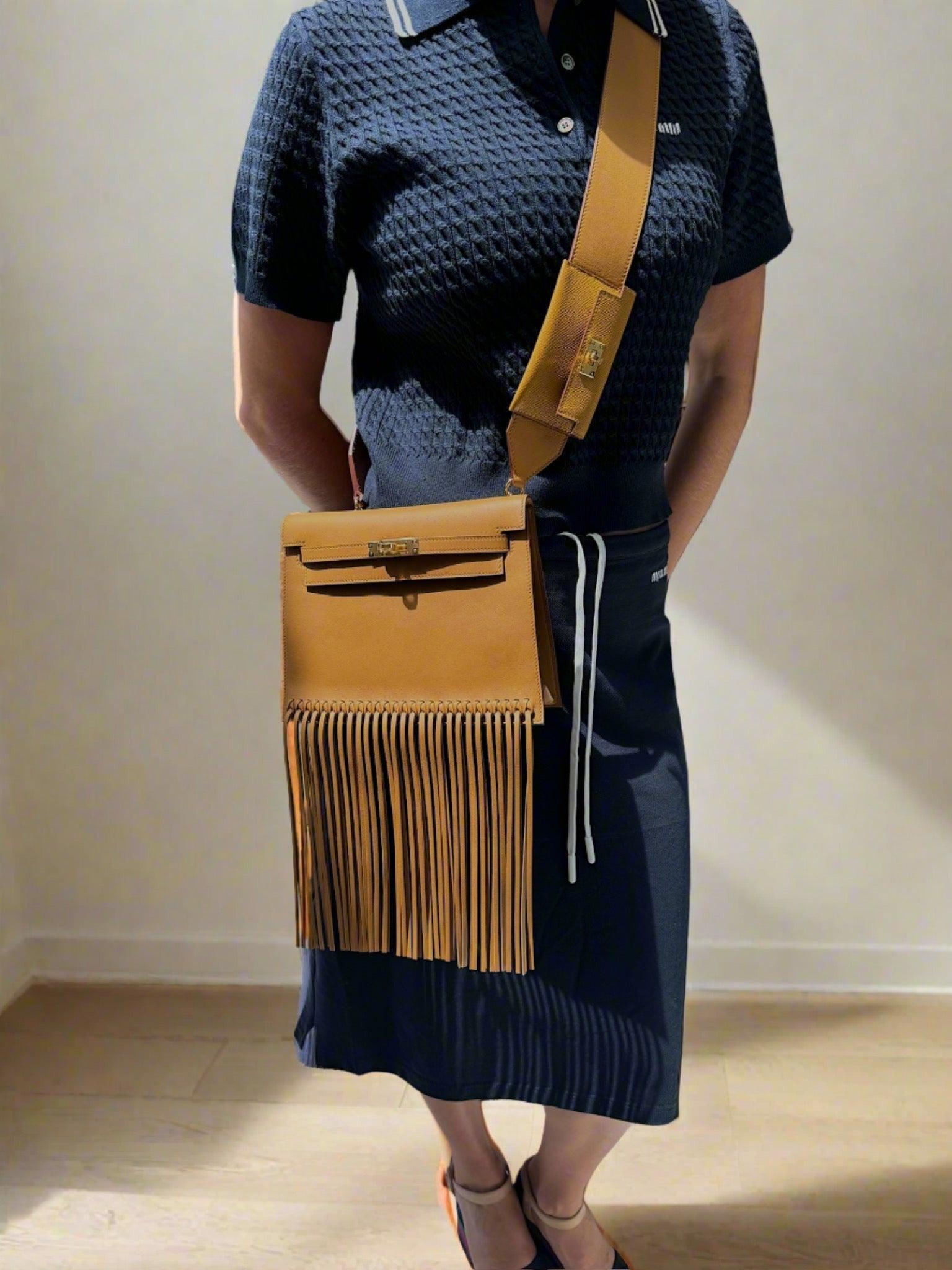 Hermès Kelly Danse Fringe Anate Sesame Swift Gold Hardware