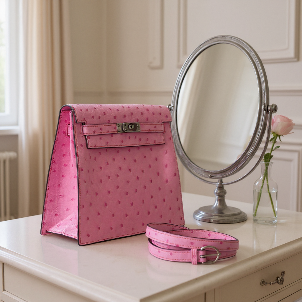 Hermès Kelly Danse II 5P Bubblegum Pink Ostrich Palladium Hardware