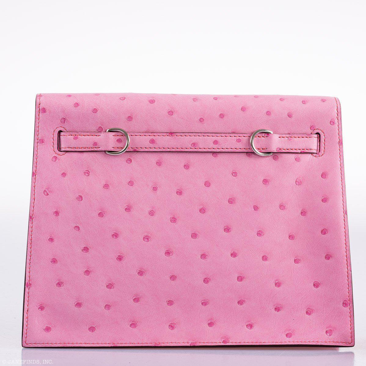 Hermès Kelly Danse II 5P Bubblegum Pink Ostrich Palladium Hardware