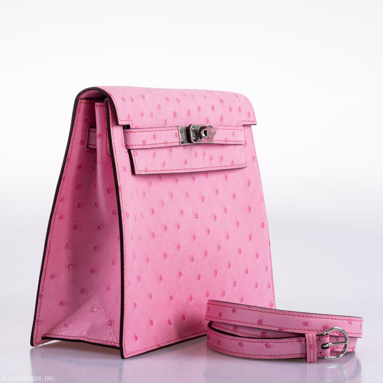 Hermès Kelly Danse II 5P Bubblegum Pink Ostrich Palladium Hardware