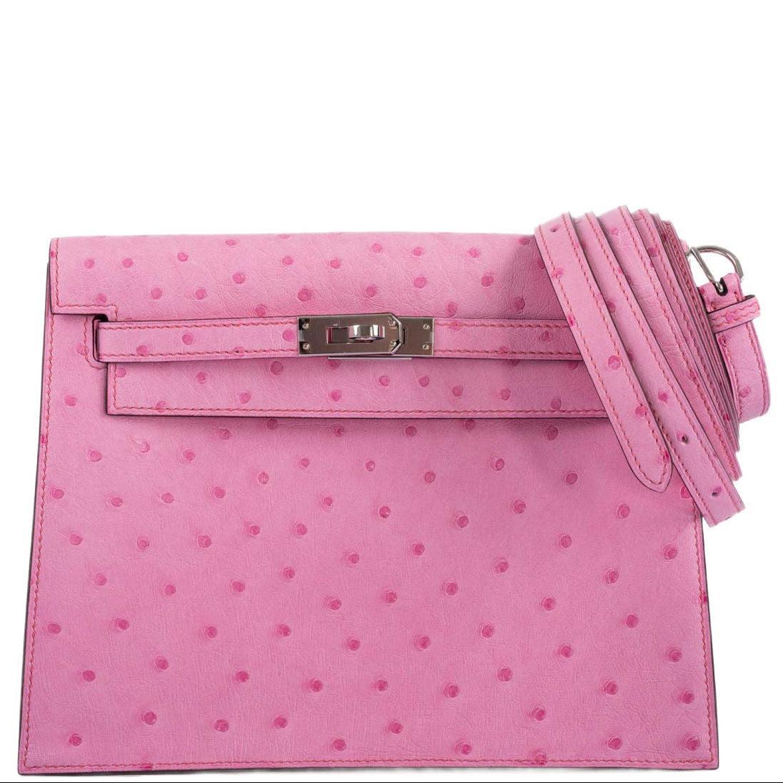 Hermès Kelly Danse II 5P Bubblegum Pink Ostrich Palladium Hardware