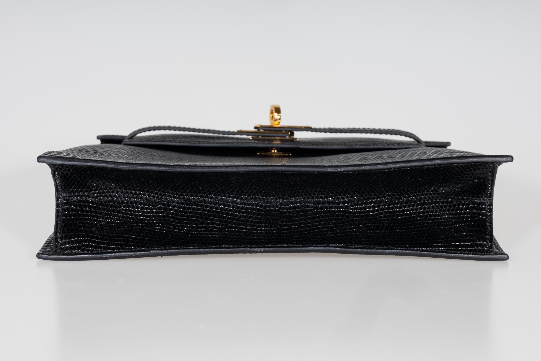 Hermès Kelly Danse II Black Shiny Nilo Lizard Gold Hardware