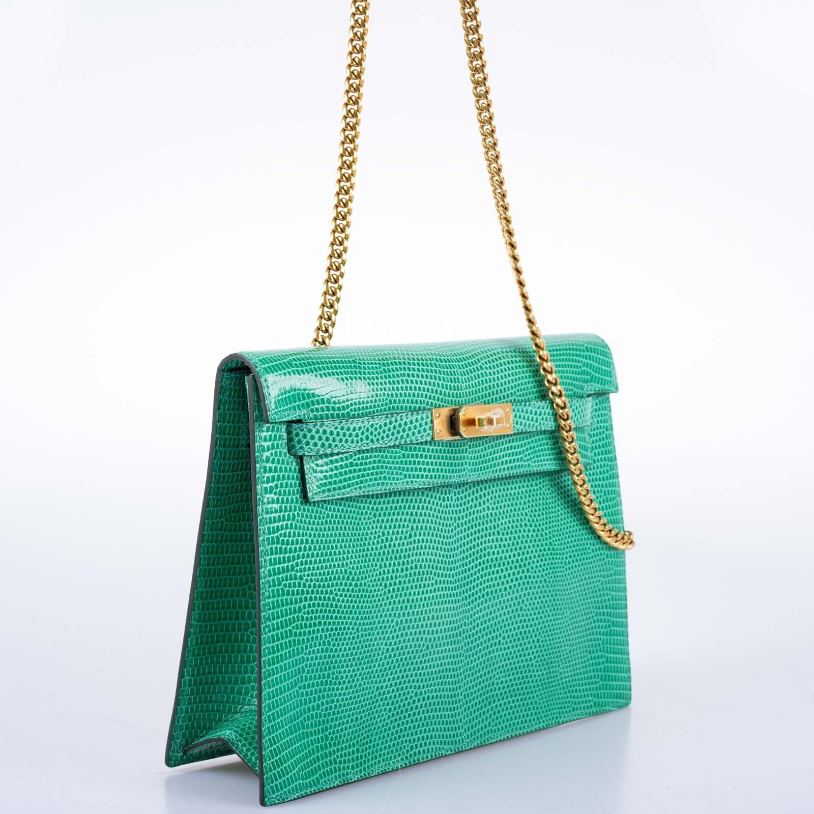 Hermès Kelly Danse II Menthe Shiny Nilo Lizard Gold Hardware