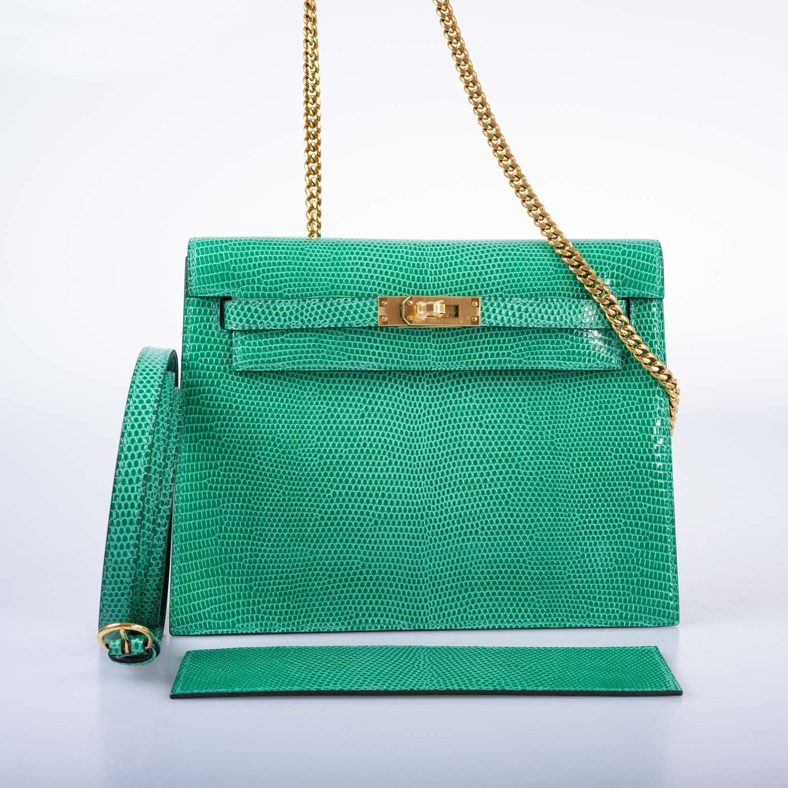 Hermès Kelly Danse II Menthe Shiny Nilo Lizard Gold Hardware