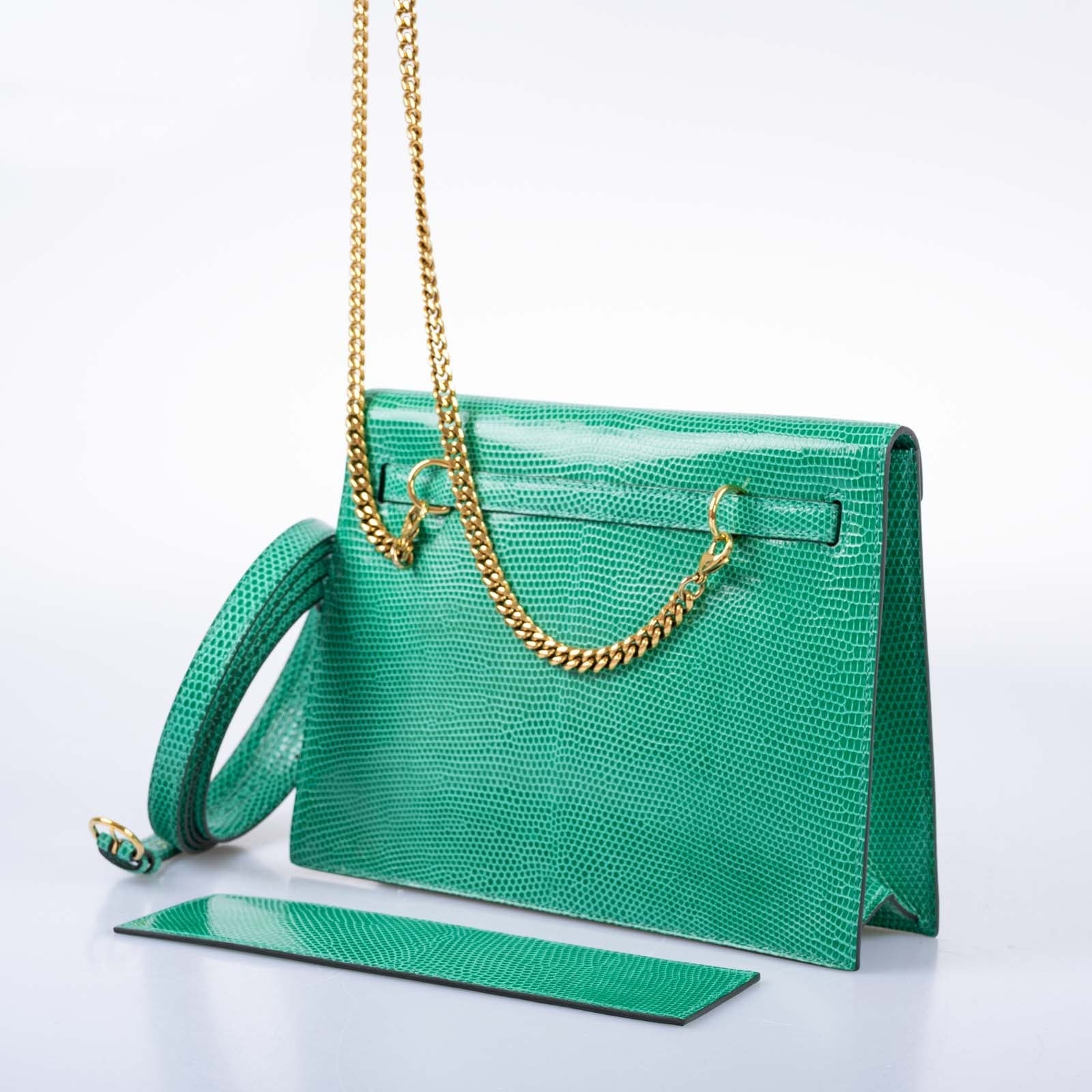 Hermès Kelly Danse II Menthe Shiny Nilo Lizard Gold Hardware