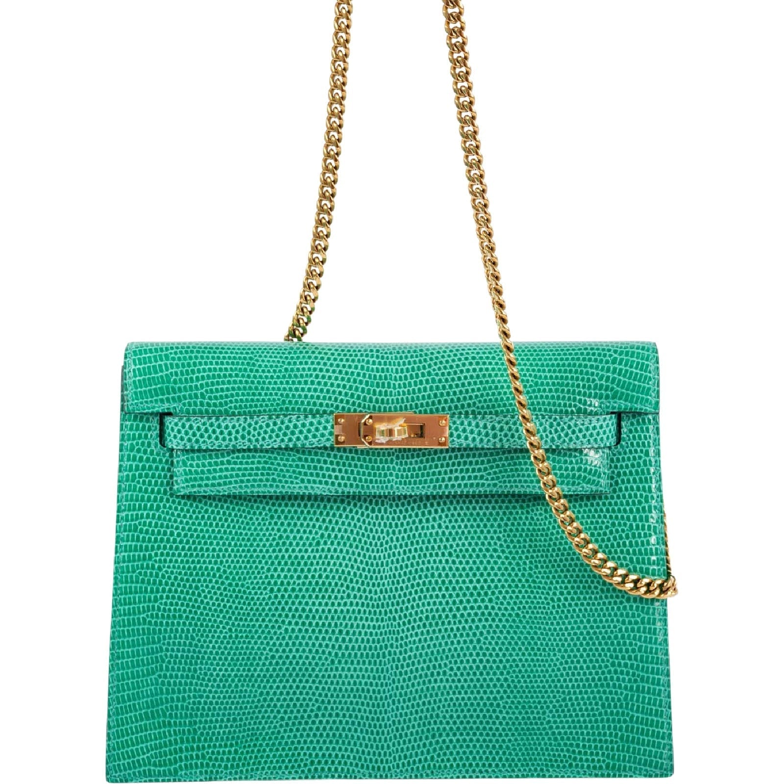 Hermès Kelly Danse II Menthe Shiny Nilo Lizard Gold Hardware