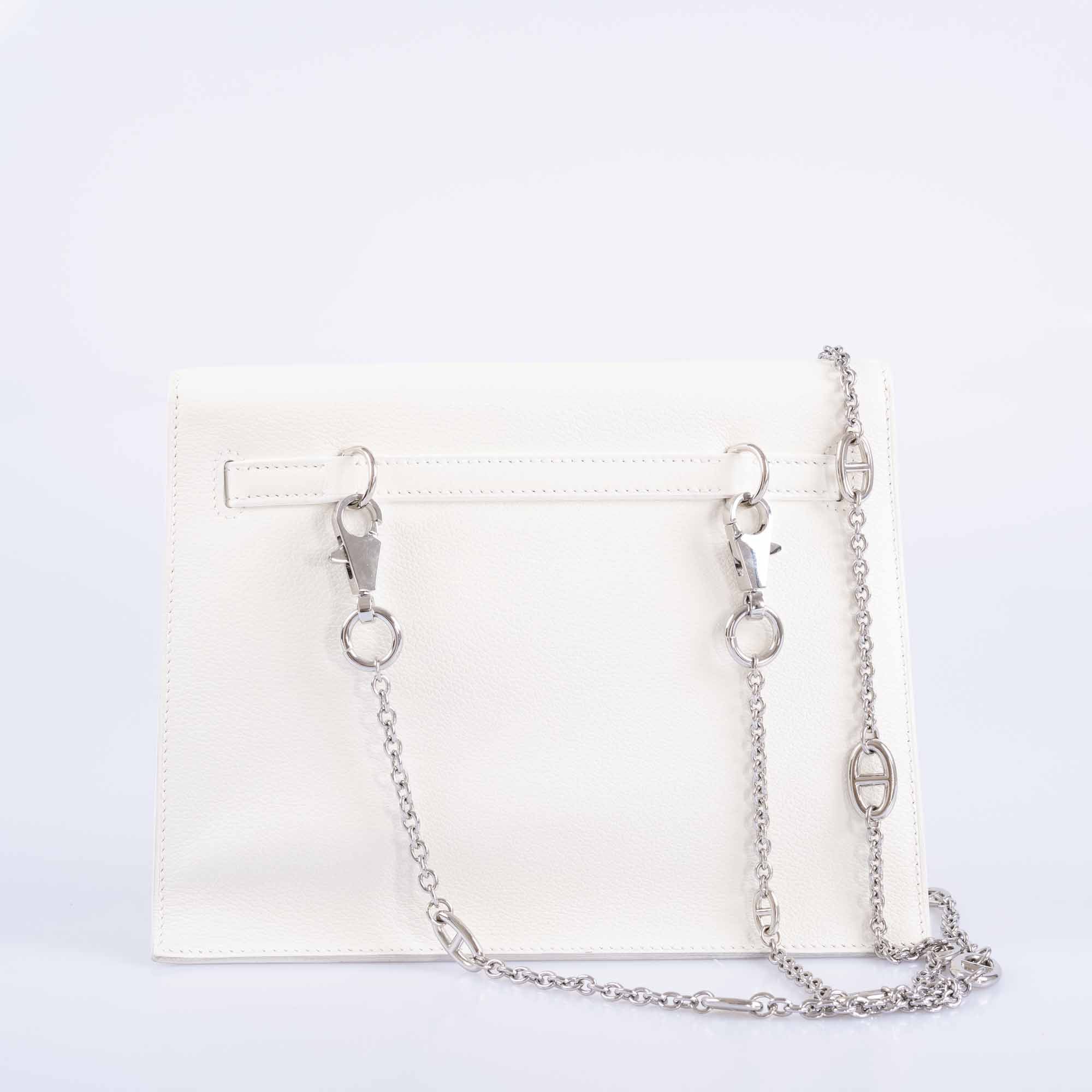 Hermès Kelly Danse II White Evercolor Palladium Hardware