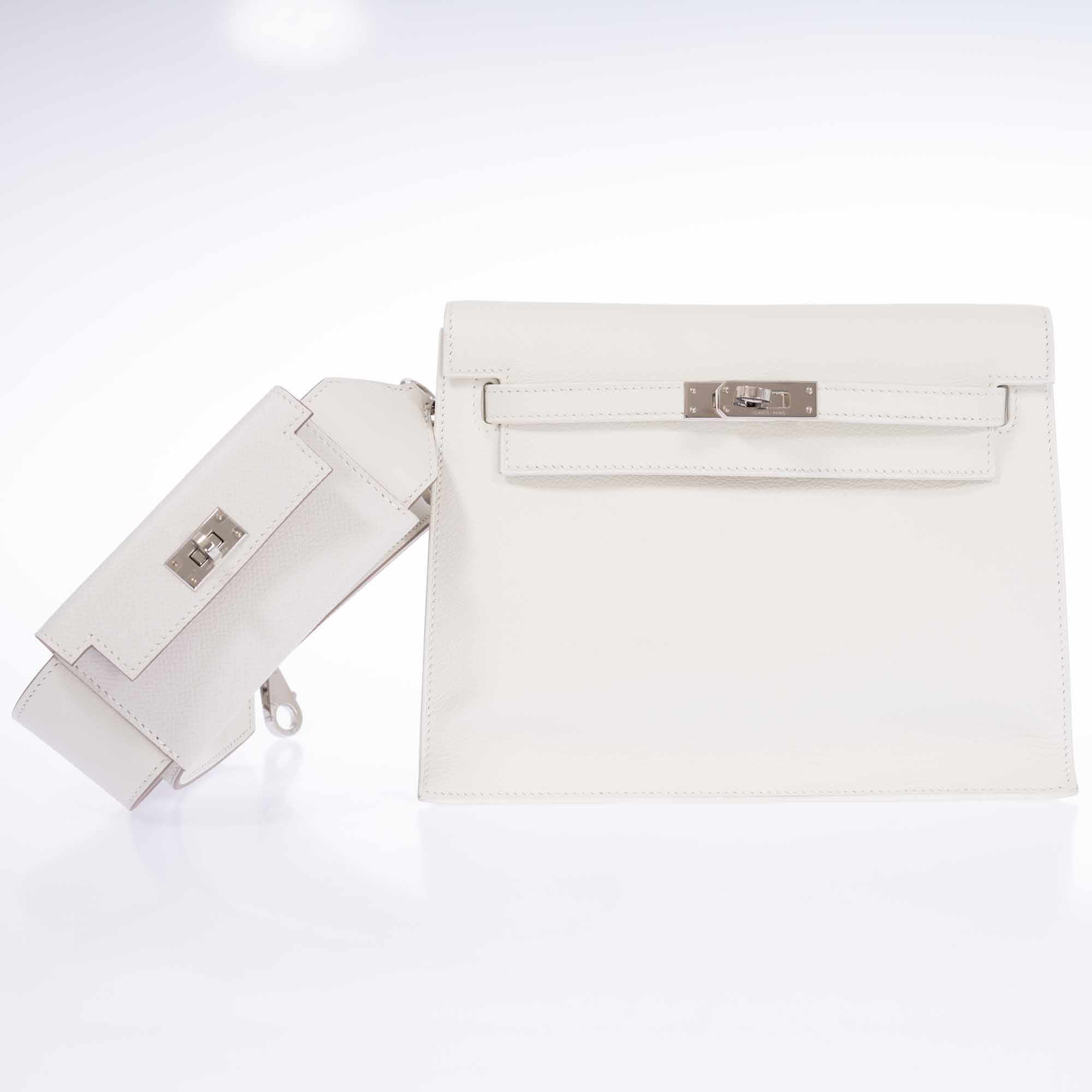 Hermès Kelly Danse II White Evercolor Palladium Hardware