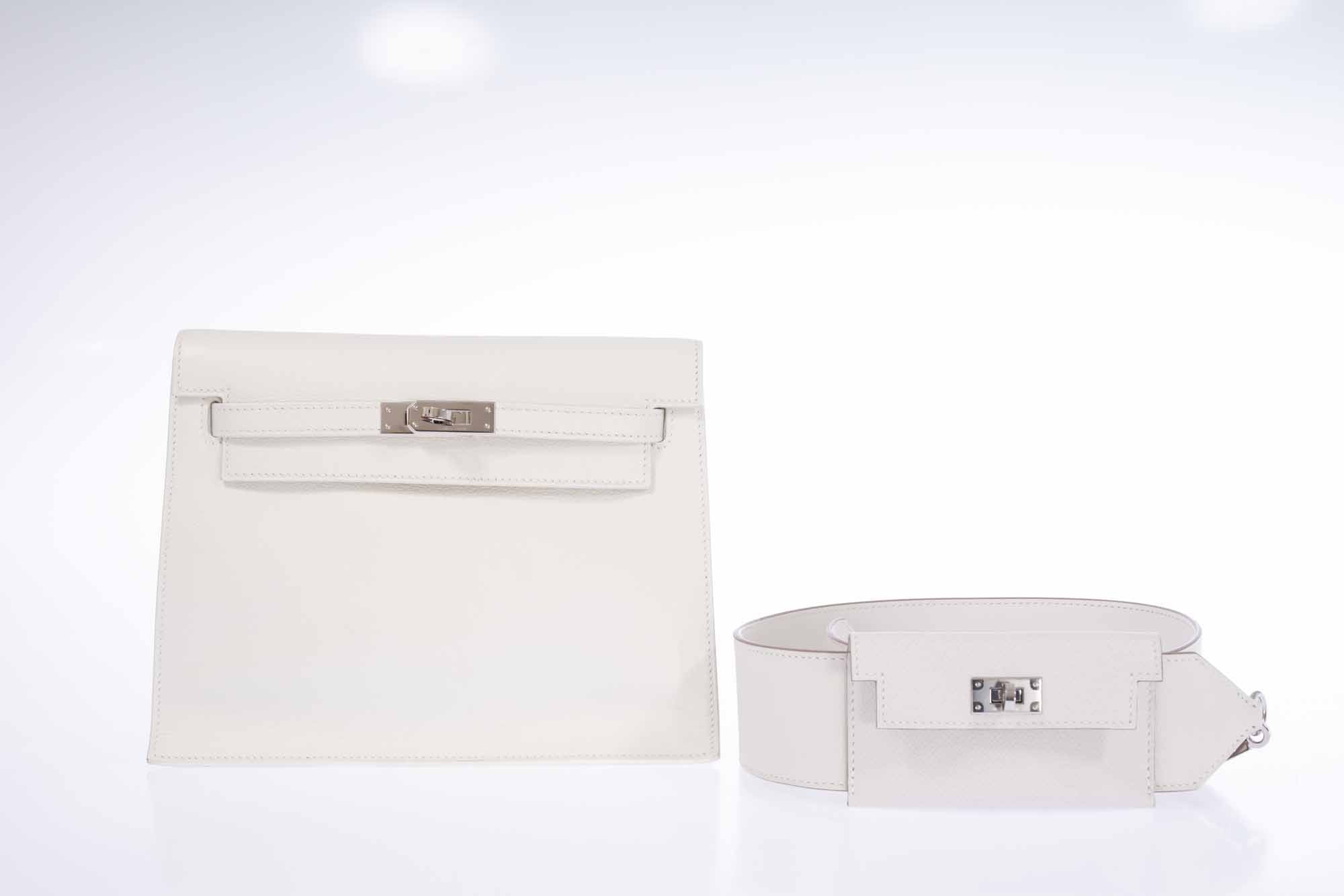Hermès Kelly Danse II White Evercolor Palladium Hardware