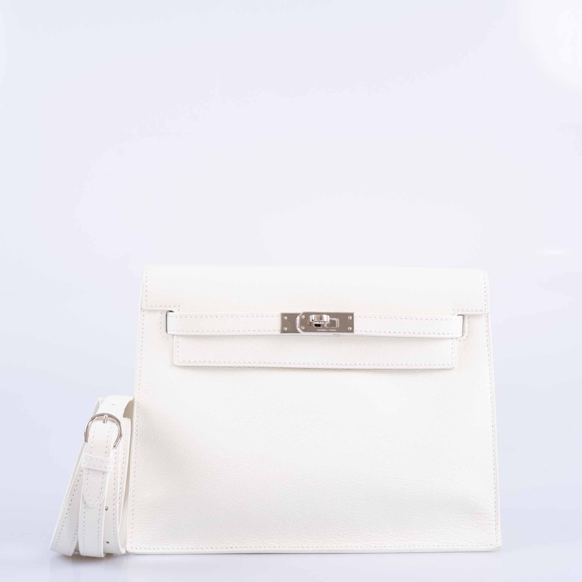 Hermès Kelly Danse II White Evercolor Palladium Hardware