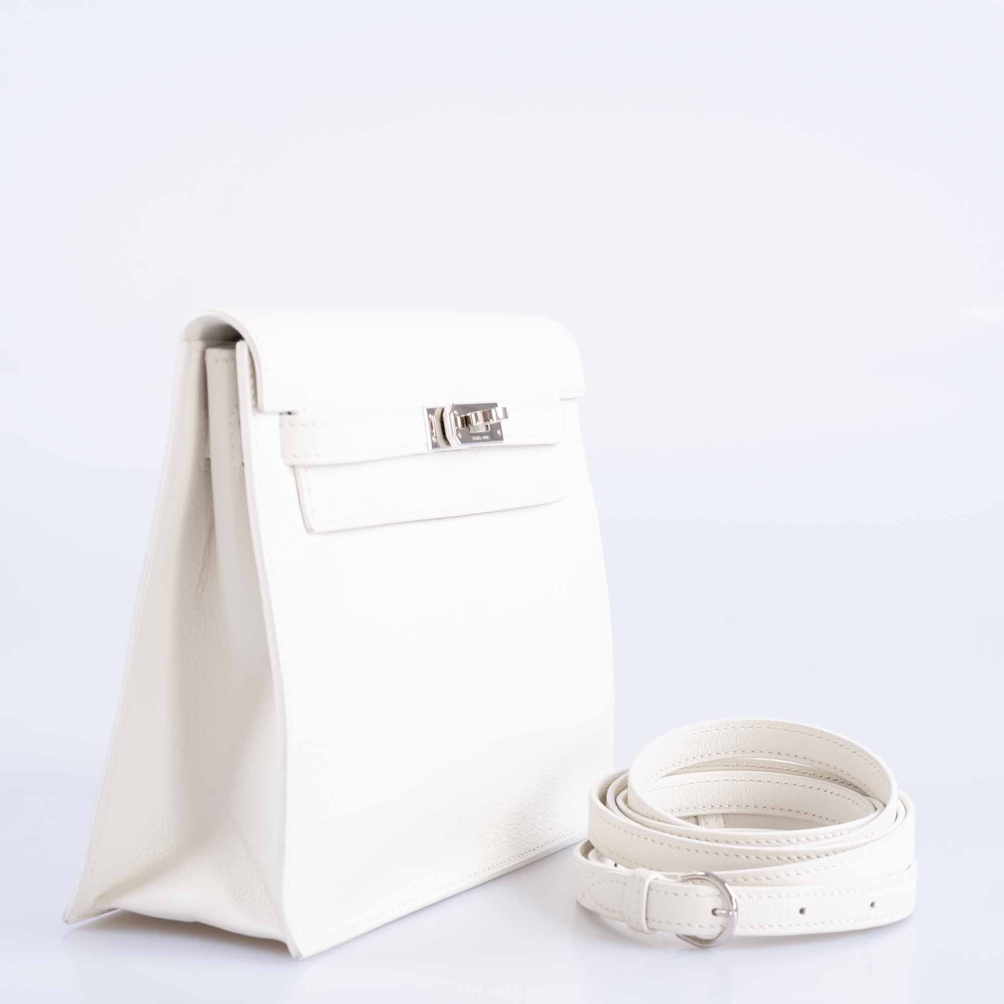 Hermès Kelly Danse II White Evercolor Palladium Hardware