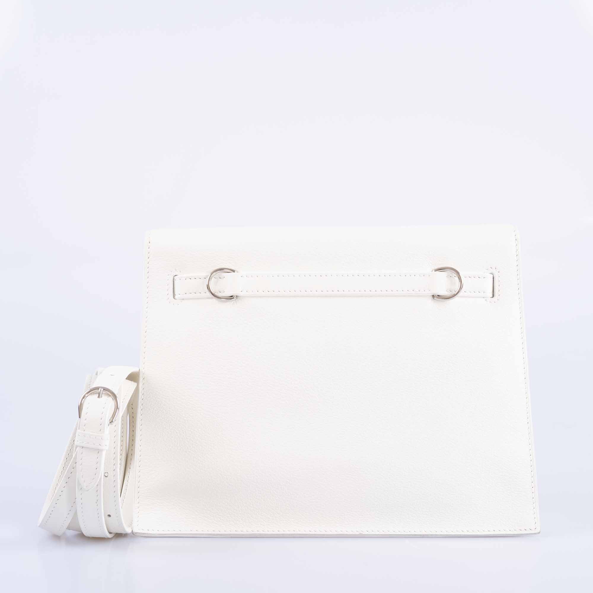 Hermès Kelly Danse II White Evercolor Palladium Hardware
