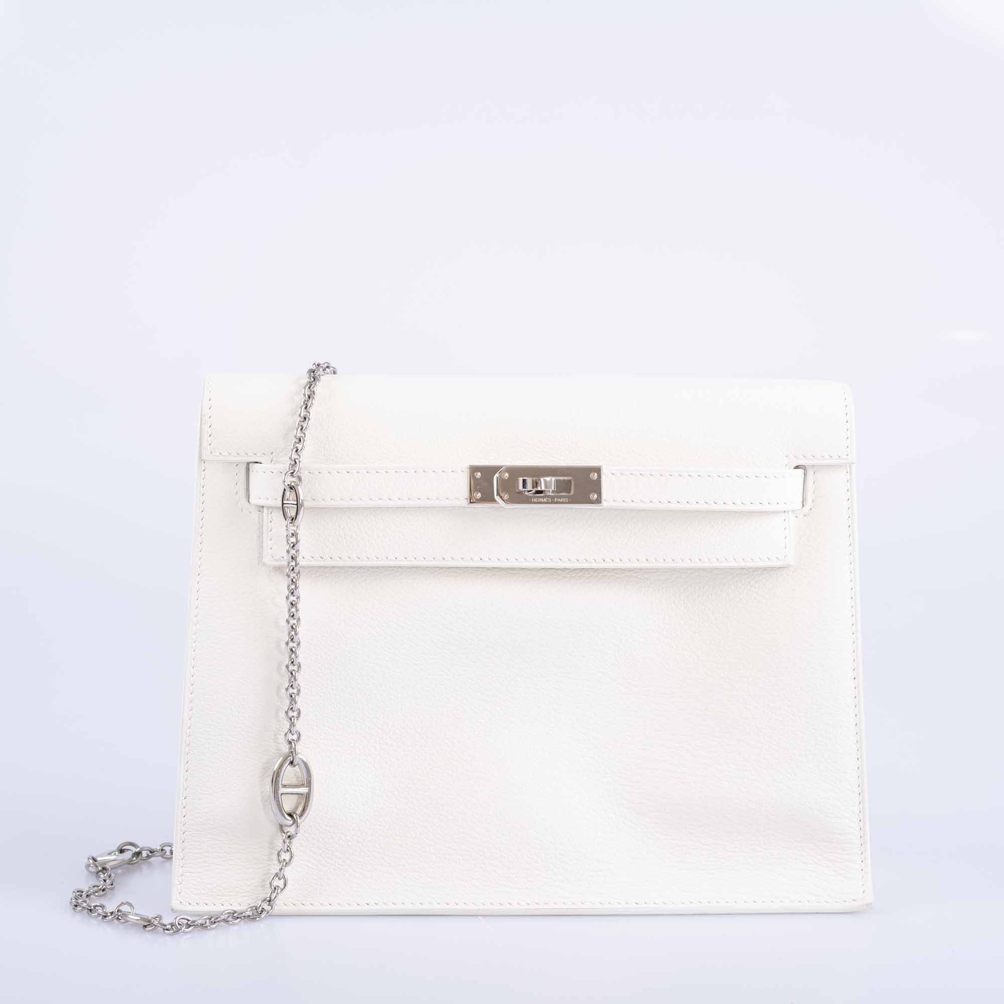 Hermès Kelly Danse II White Evercolor Palladium Hardware