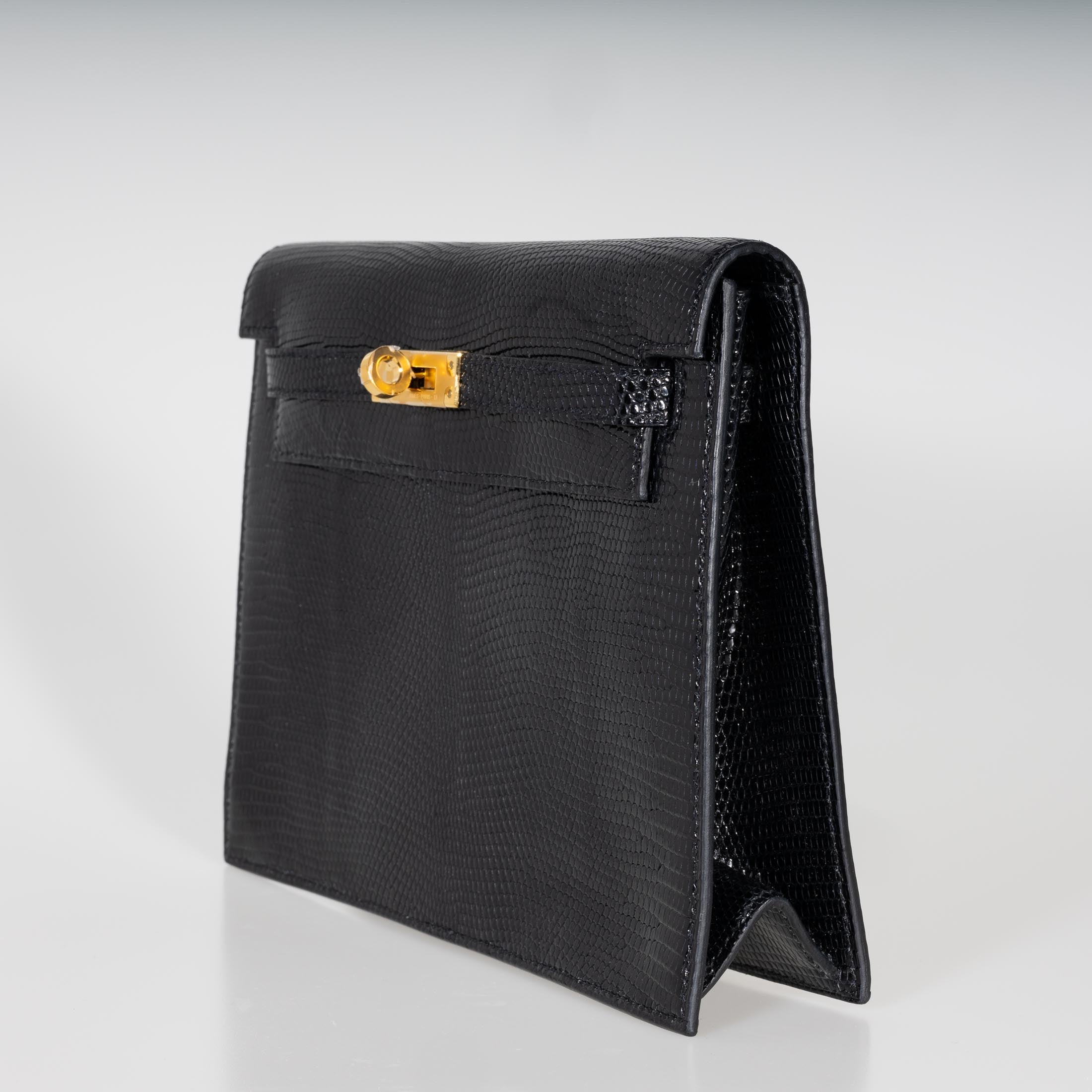 Hermès Kelly Danse Noir Shiny Niloticus Lizard Gold Hardware