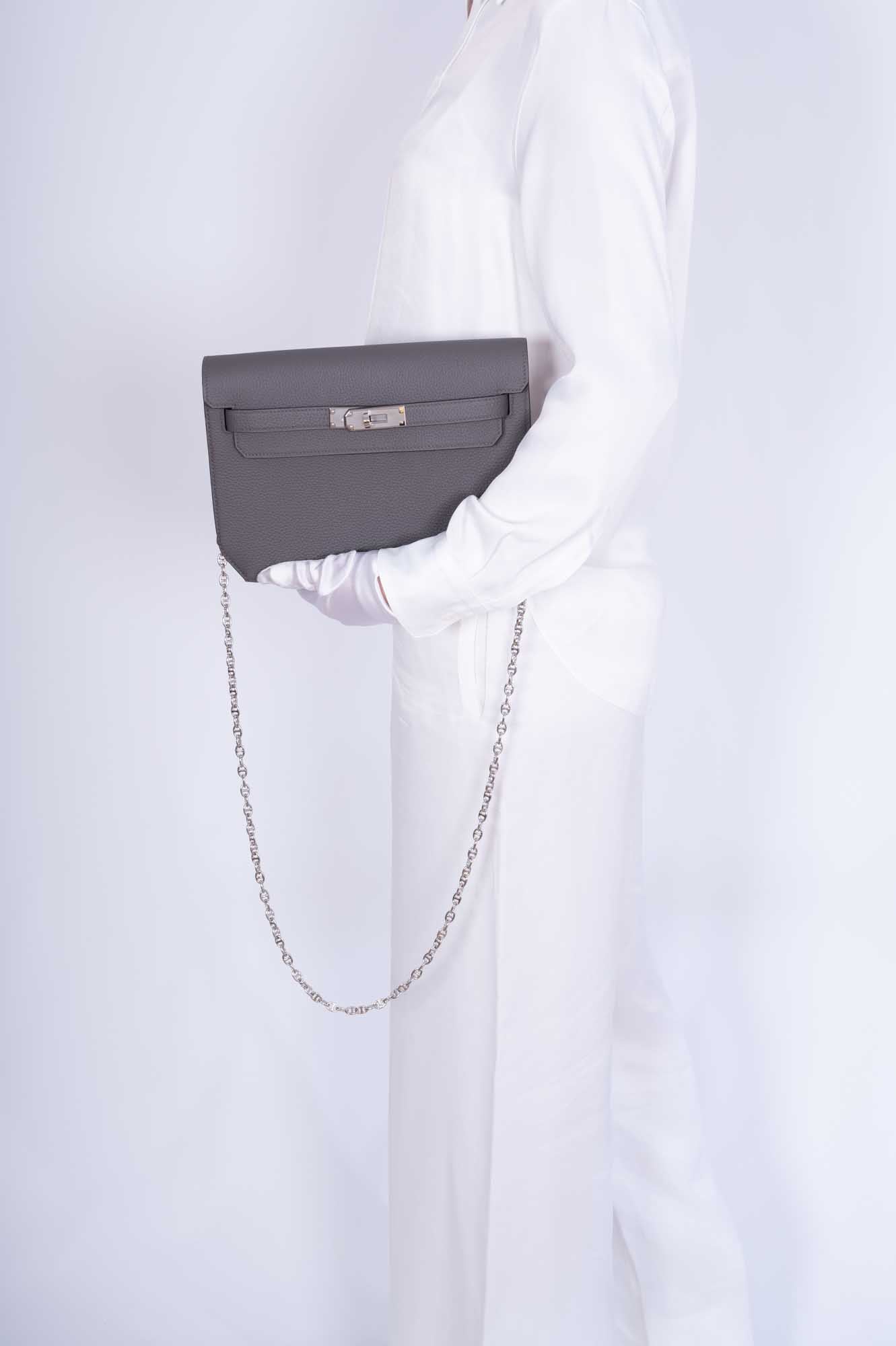 Hermès Kelly Depeches 25 Etain Togo Palladium Hardware