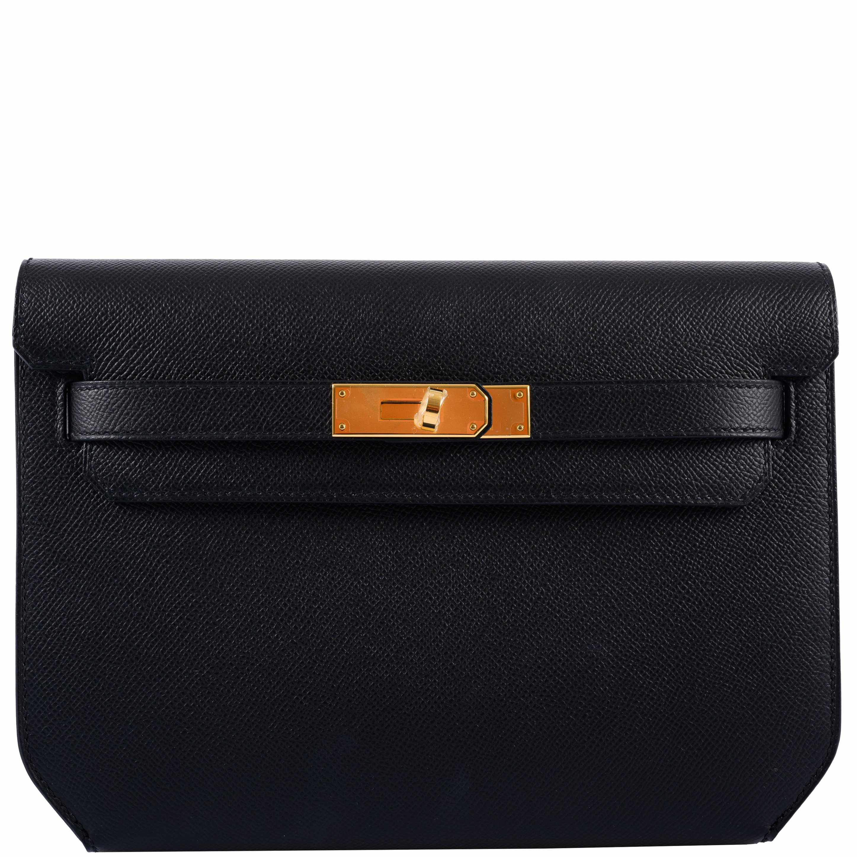 Hermès Kelly Depeches Pochette 25 Black Epsom Gold Hardware