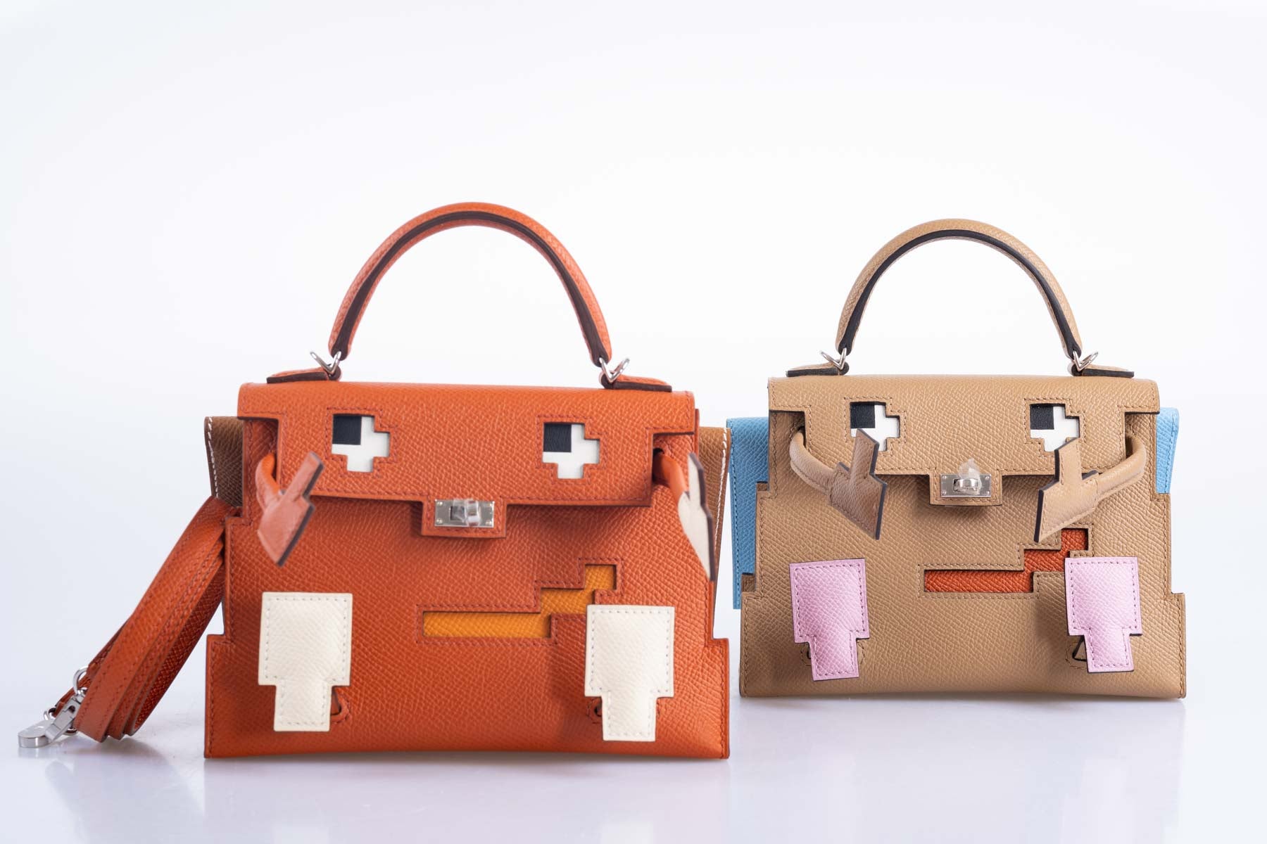 Hermès Kelly Doll "Picto" Quelle Idole Terre Battue, Nata, Abricot & Gold Epsom Palladium Hardware